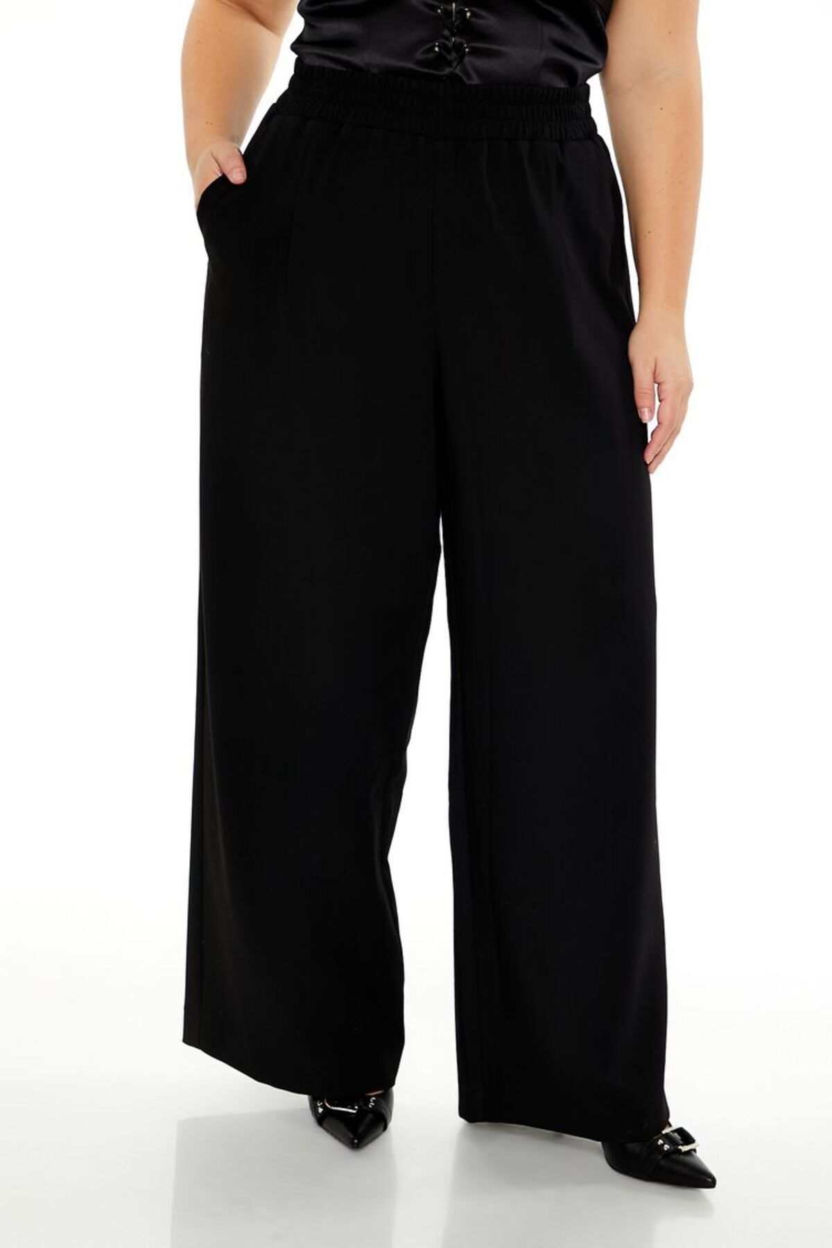 Forever 21 Plus Size High-Rise Wide-Leg Pantolon