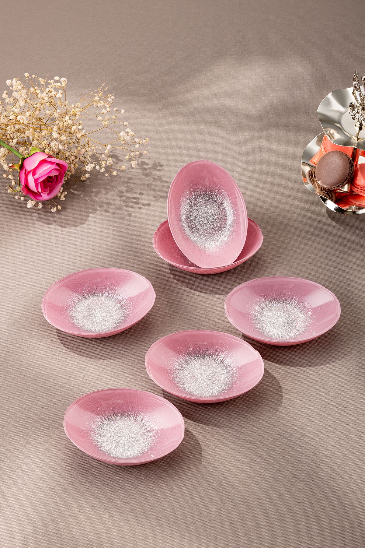Emsan Pastel 6 Parça Cam Gondol 12 cm Pembe