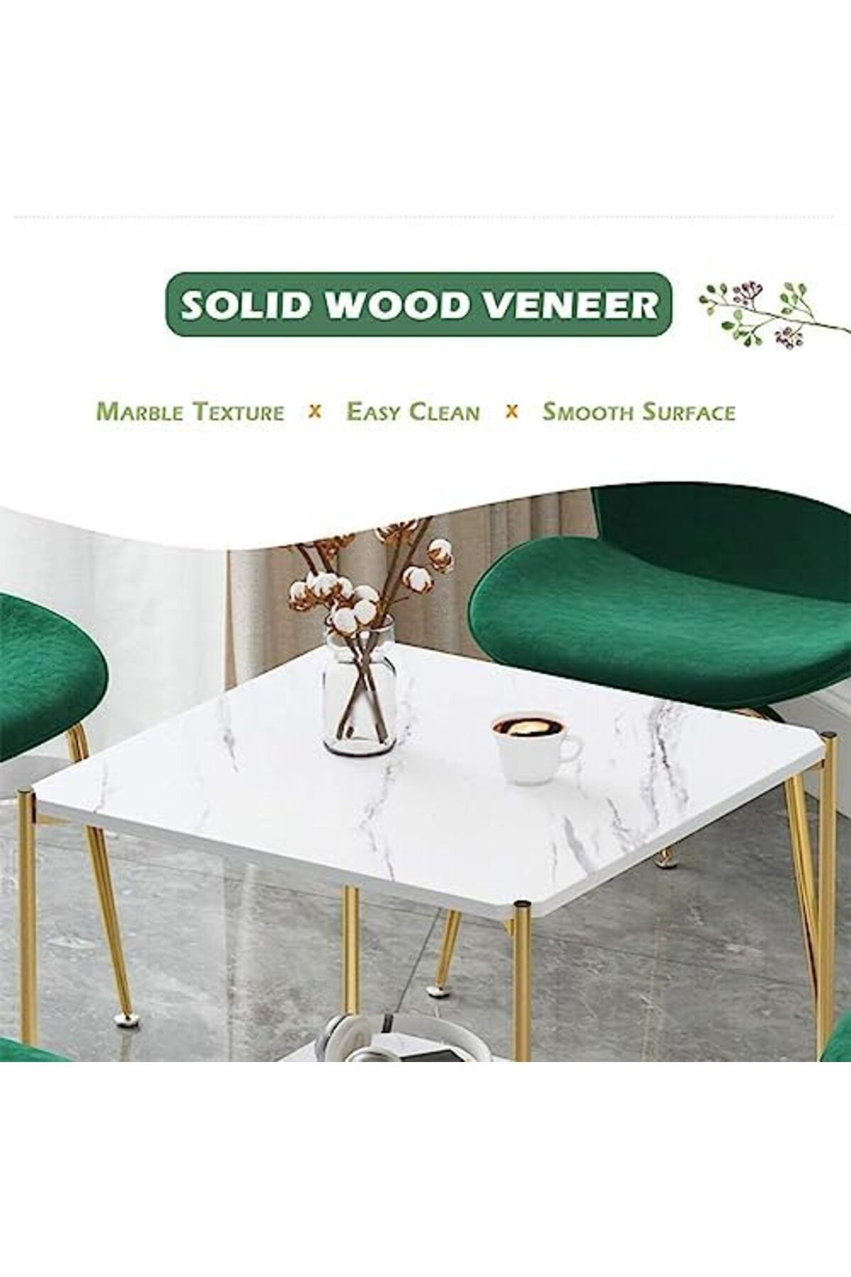 Generic-Coffee Table Small 2-Tier End Table with Open Storage Shelf, White Wooden Table Top Gold Metal Frame 7