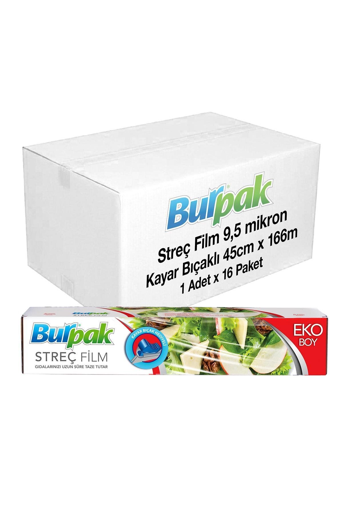 alsepeteavm Burpak Kayar Bıçak Hediyeli Streç Film 45cm X 166m 10mic X 16 Paket (koli)