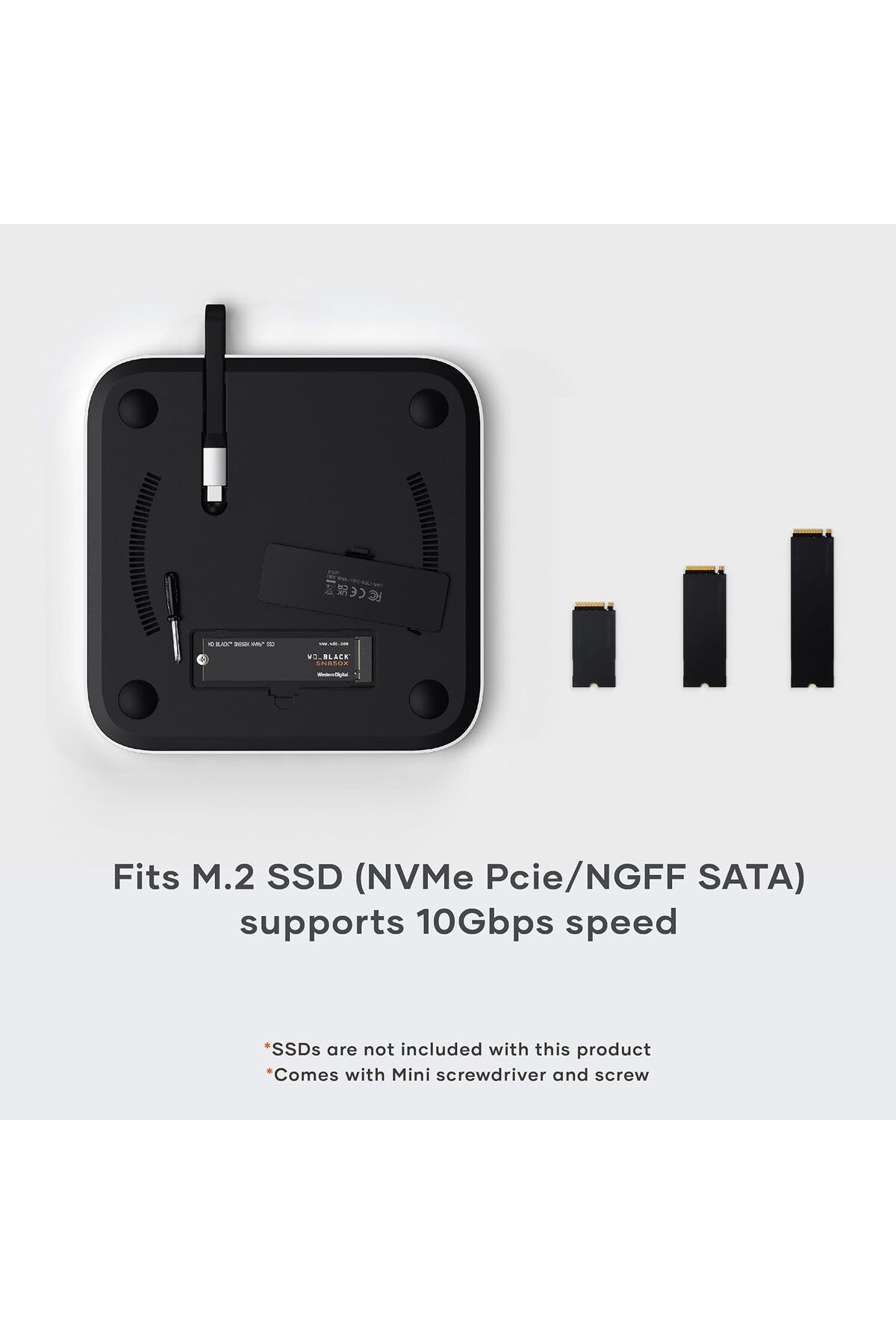 Satechi-Satechi Mac Mini Hub & Stand with SSD Enclosure for NVME/SATA M.2 3