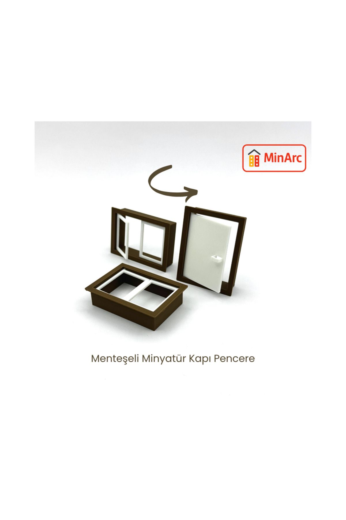 MinArc Minyatür Yeşil Kapı ve Pencere Seti – 1 Kapı + 2 Pencere – Maket, DIY, Hobi - Minyatür İnşaat