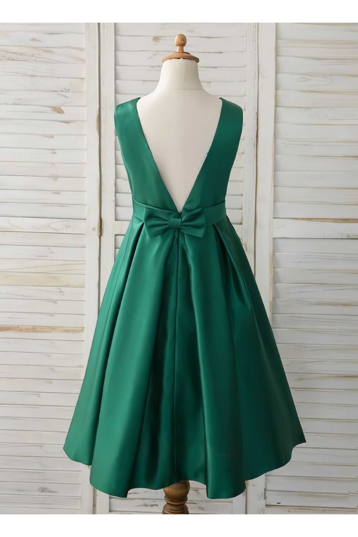 NSMLİFE-Fata Copil Verde Smarald Simplu Mini Rochie Satin Rochie de Seara Rochie Ziua Absolvirii Ziua Nașterii Rochie Ziua Lecturii 2