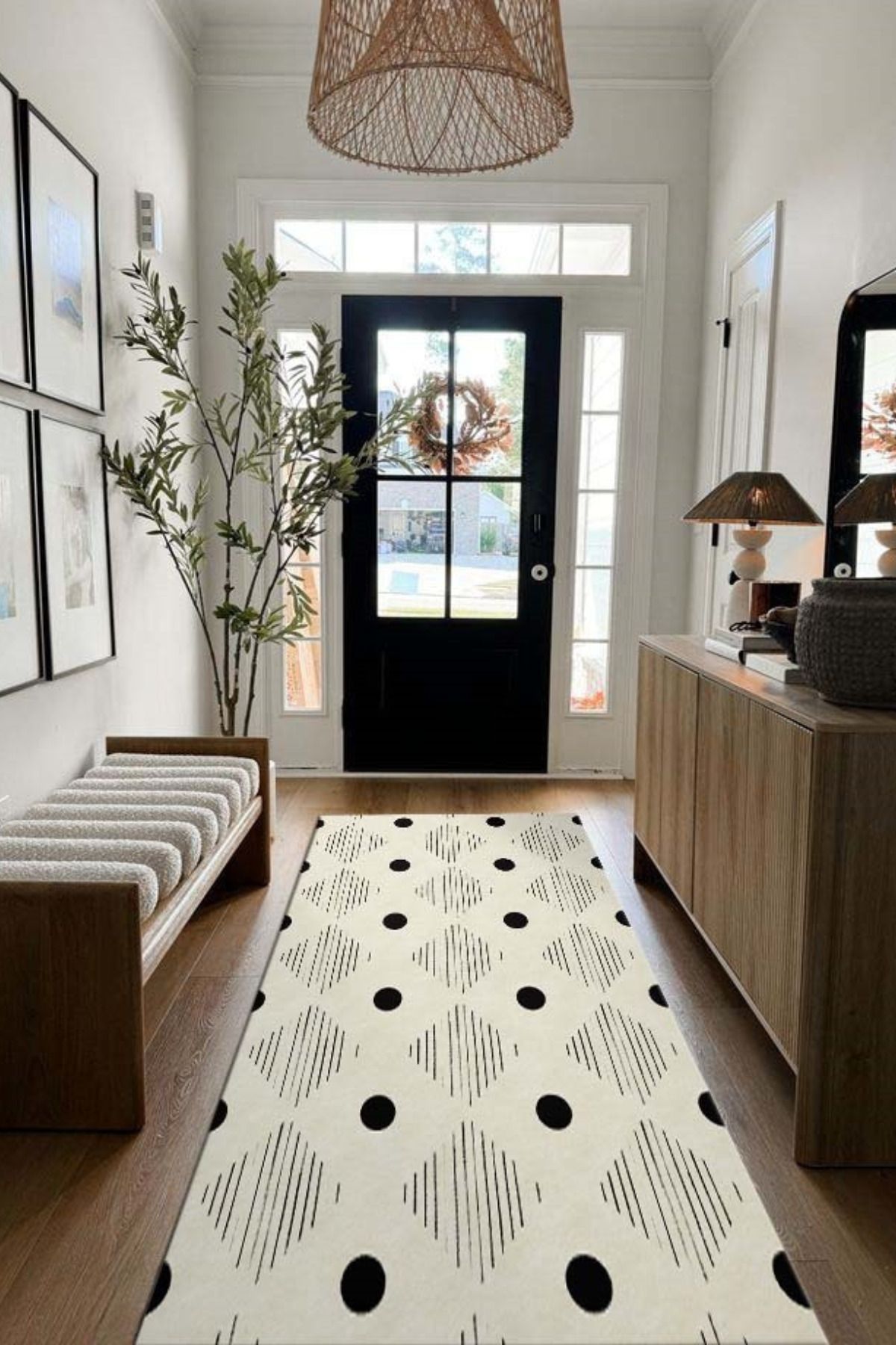 DERAS HOME Dijital Baskı Yıkanabilir Kaymaz Taban Yolluk Mutfak Halısı Salon Halısı