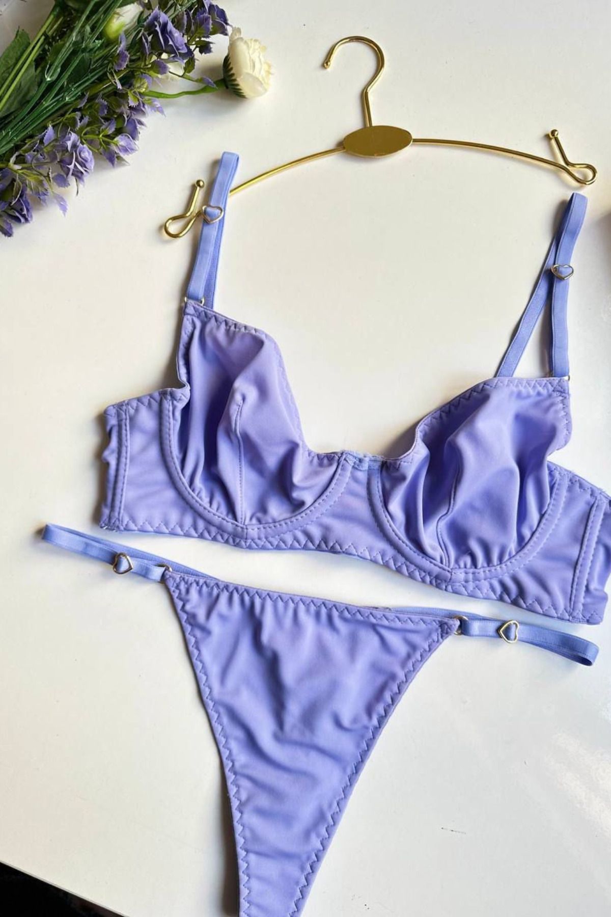 RosalynStore Rosalyn Minimal Saten Görünümlü Ayarlanabilir Sütyen Takımı