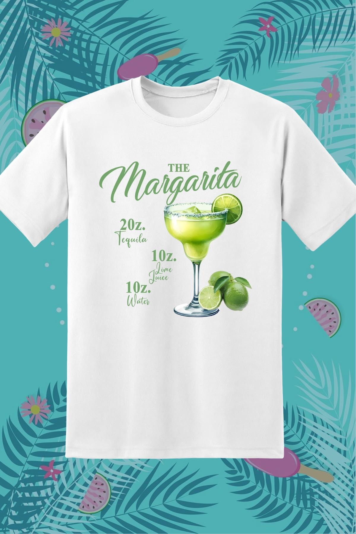 362BASKI Yaz Temalı Margarita Kokteyl İçecek Baskılı Tshirt