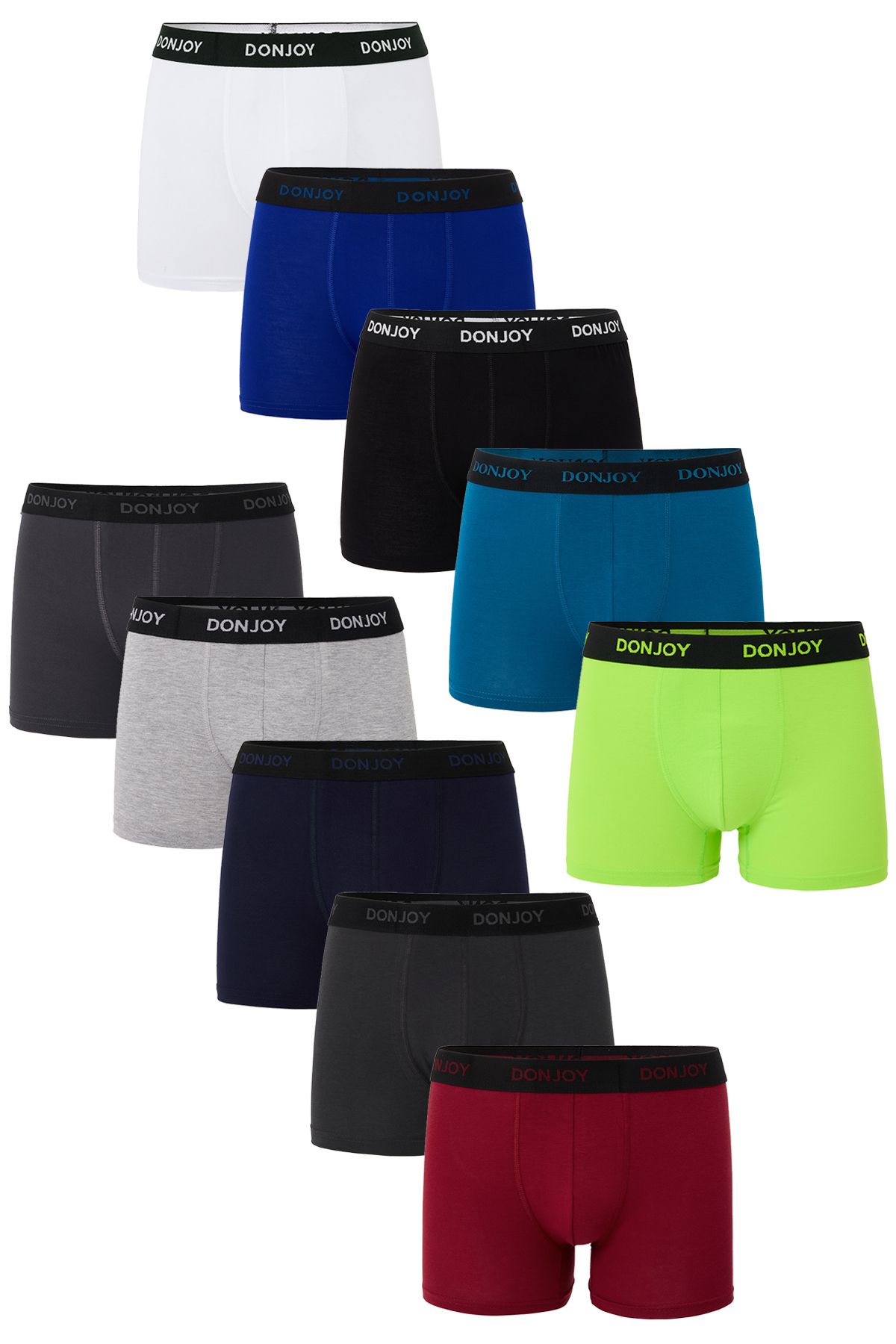 don joy Erkek 10'lu Pamuklu Penye Beli Lastikli Boxer