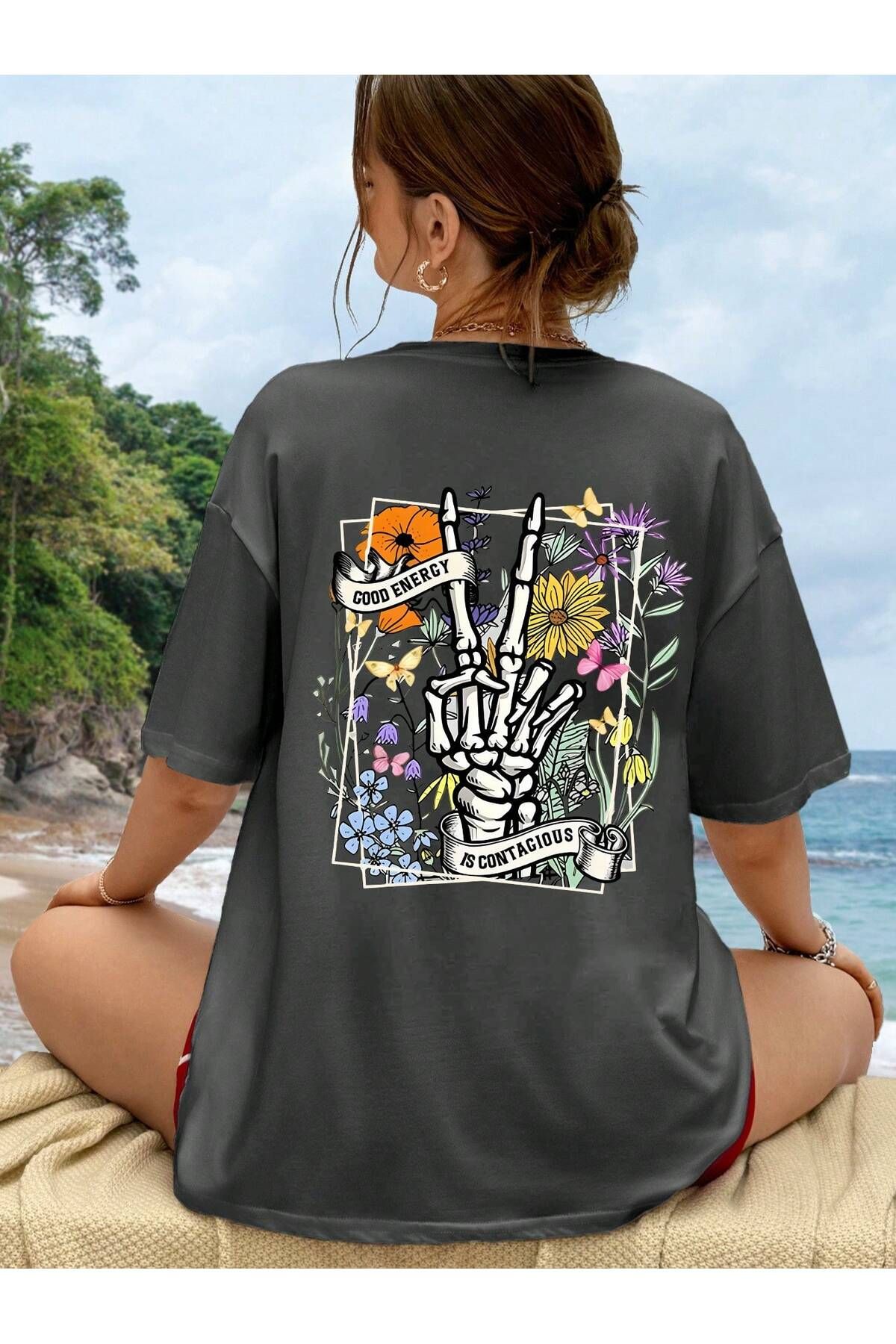 DAXİS Sportwear Company KADIN Sırt Baskılı Bisiklet Yaka Tişört
