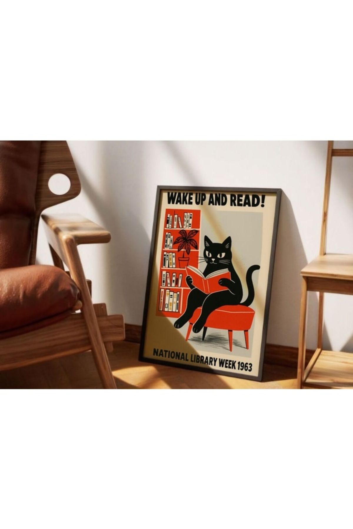 molisdesignco Wake Up Kedi Poster, Çerçevesiz Poster