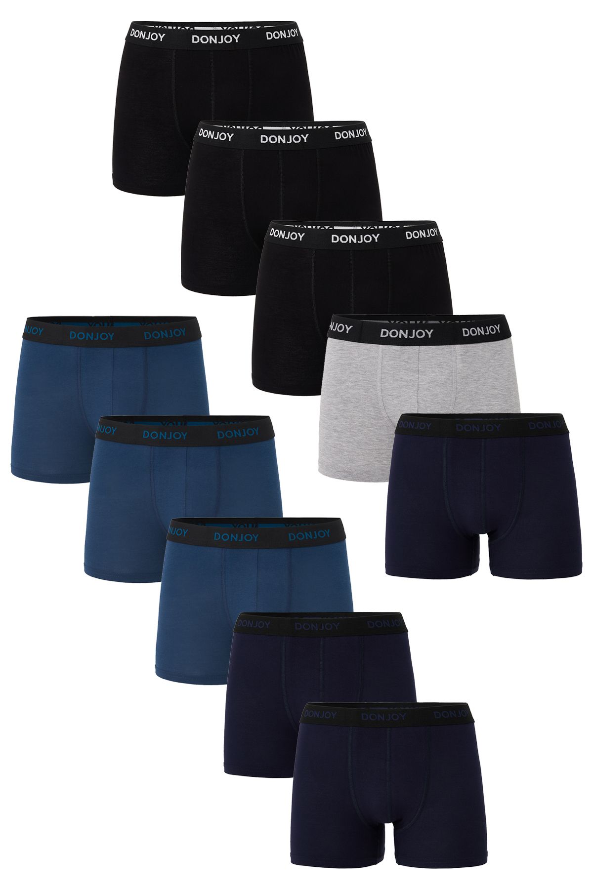 don joy Erkek 10'lu Pamuklu Penye Beli Lastikli Boxer