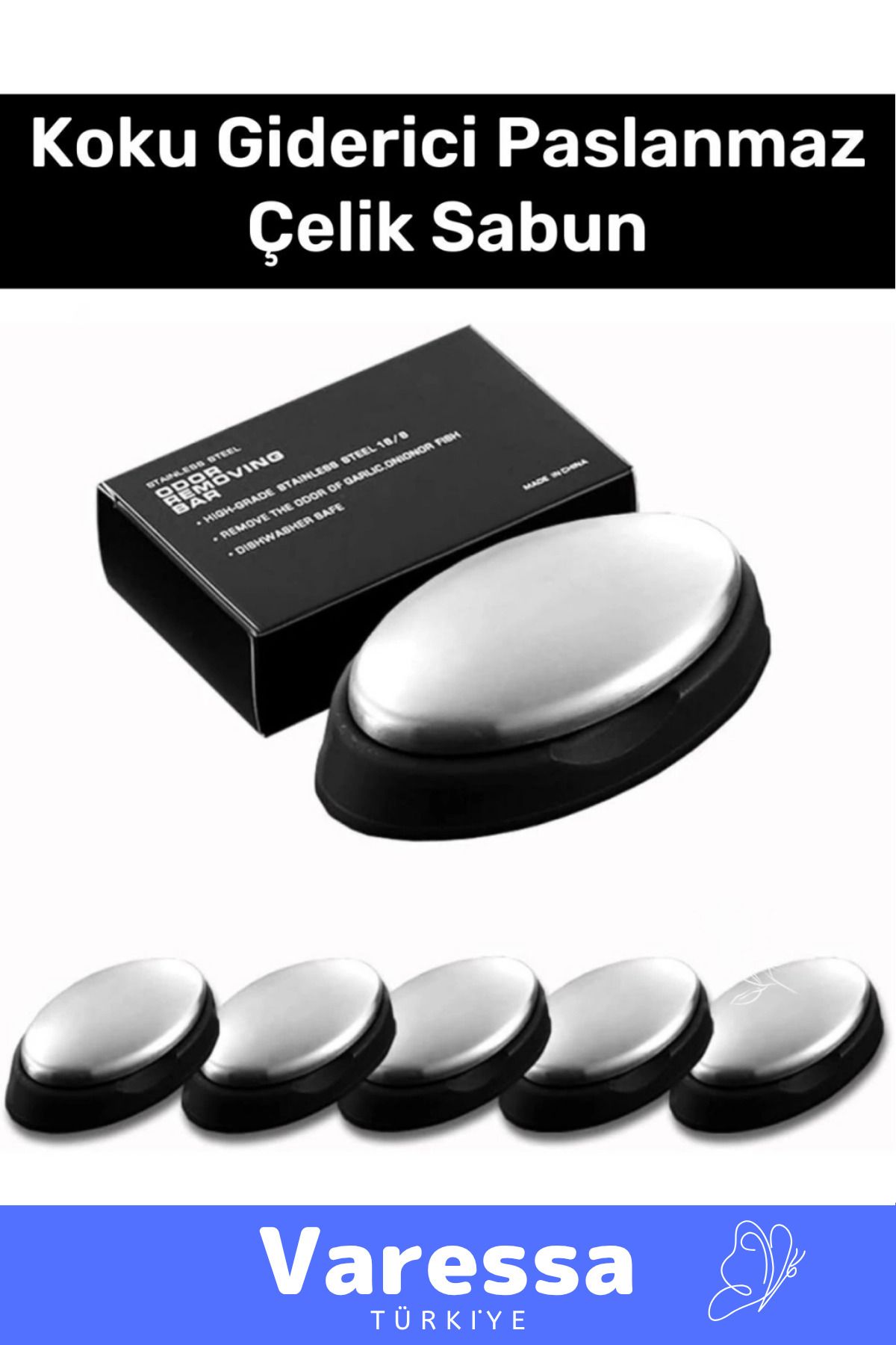 VARESSA Premium 304 Sınıfı Paslanmaz Çelik Sade Harika Çevre Dostu Tasarruf Koku Giderici Metal Sabun