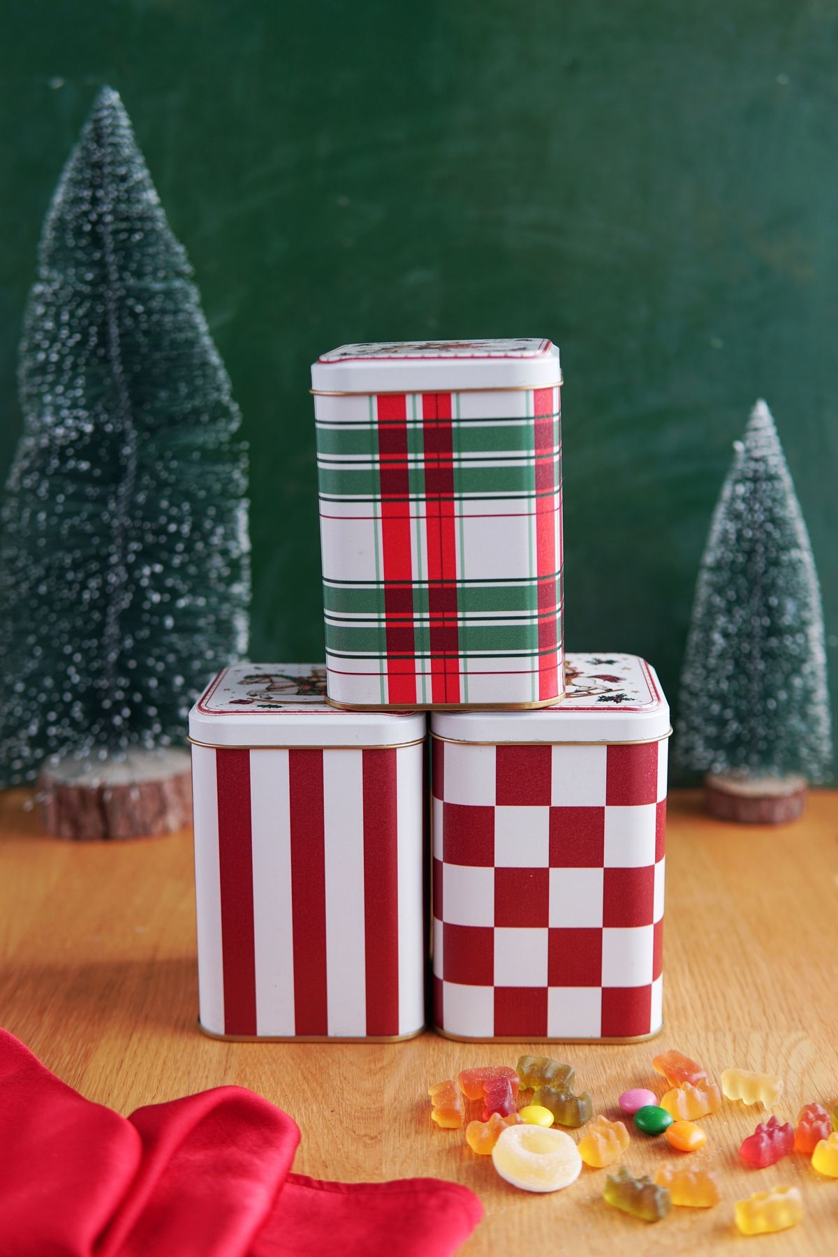 EVLE Kare Metal Saklama Kabı 8.7 x 8.7 X 12.5 cm, 3 Lü Set, Tedy