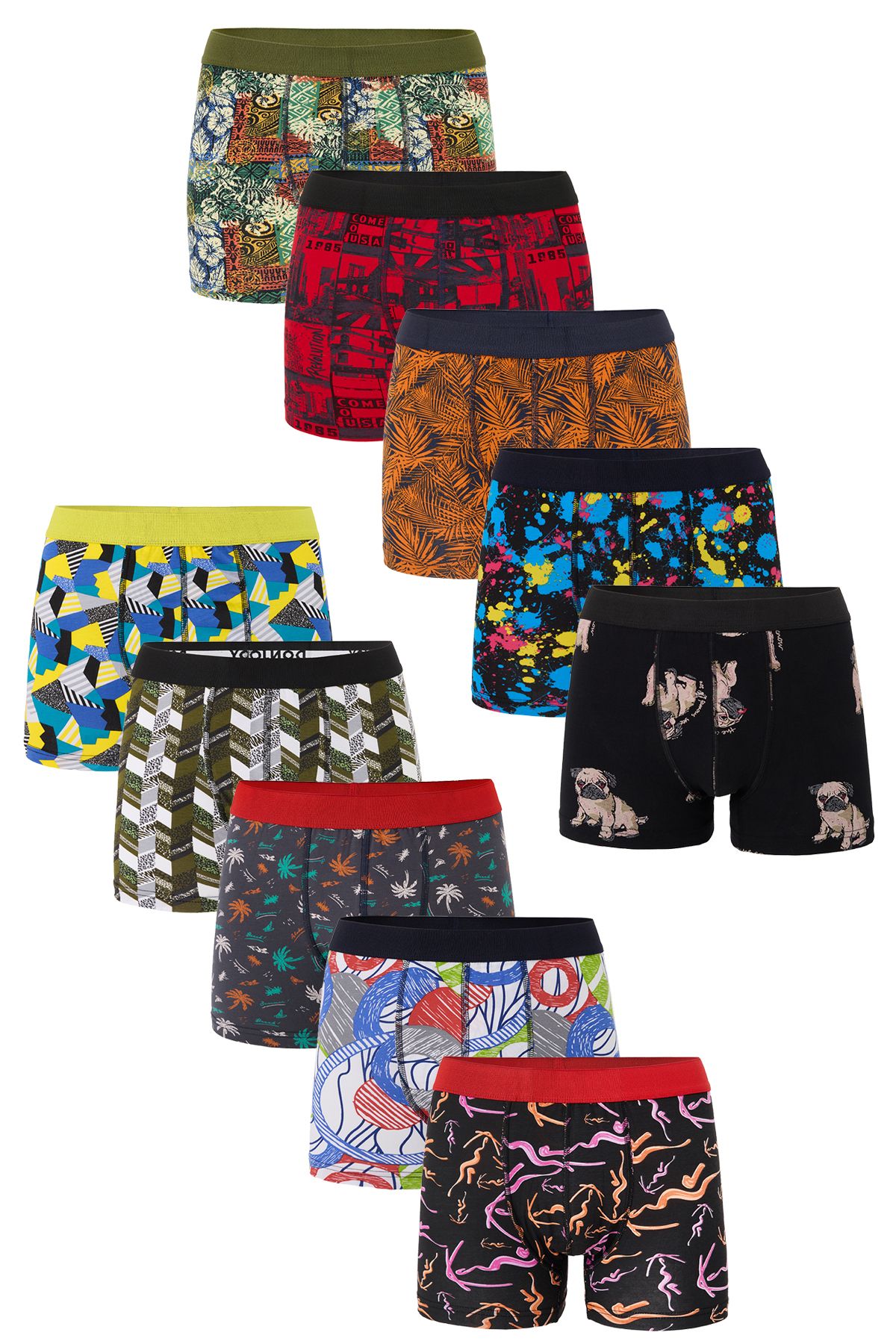 don joy Erkek 10'lu Penye Beli Lastikli Pamuklu Boxer
