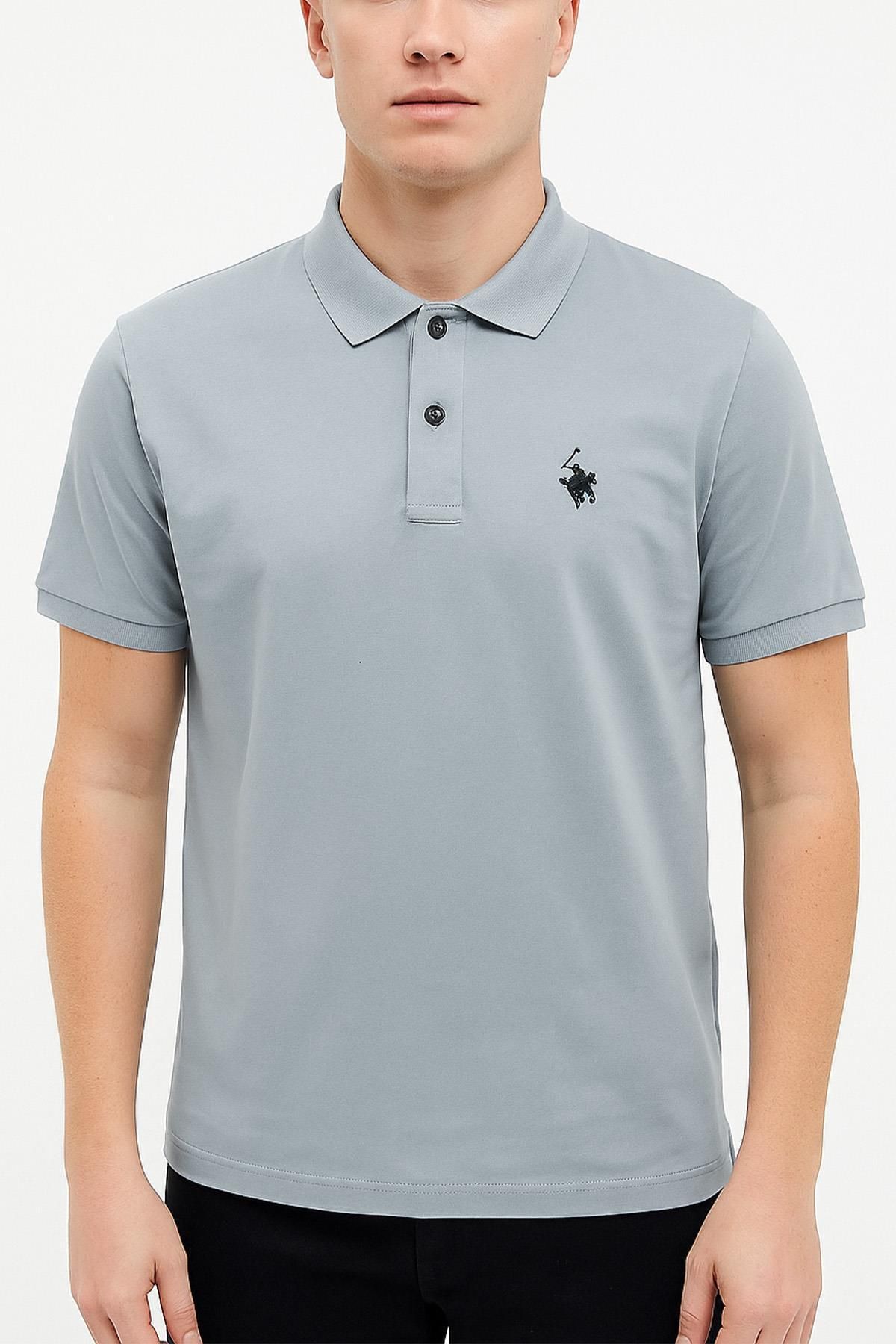 Polo Republica & CO Erkek Buz Mavi Regular Fit Polo Yaka Tişört C2T0N9O2