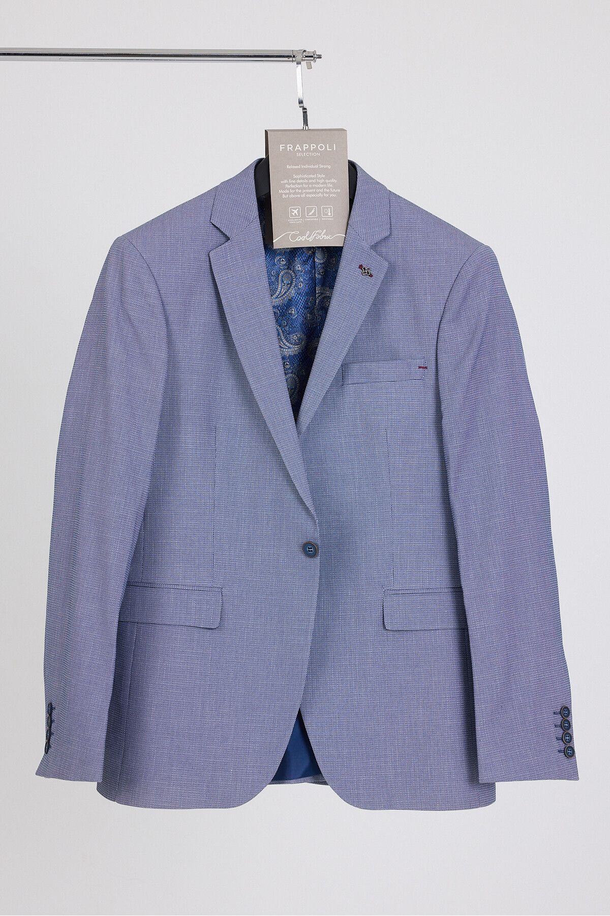 Frappoli Arezzo Erkek Lacivert Poliviskon Kumaşlı Spor Blazer Ceket