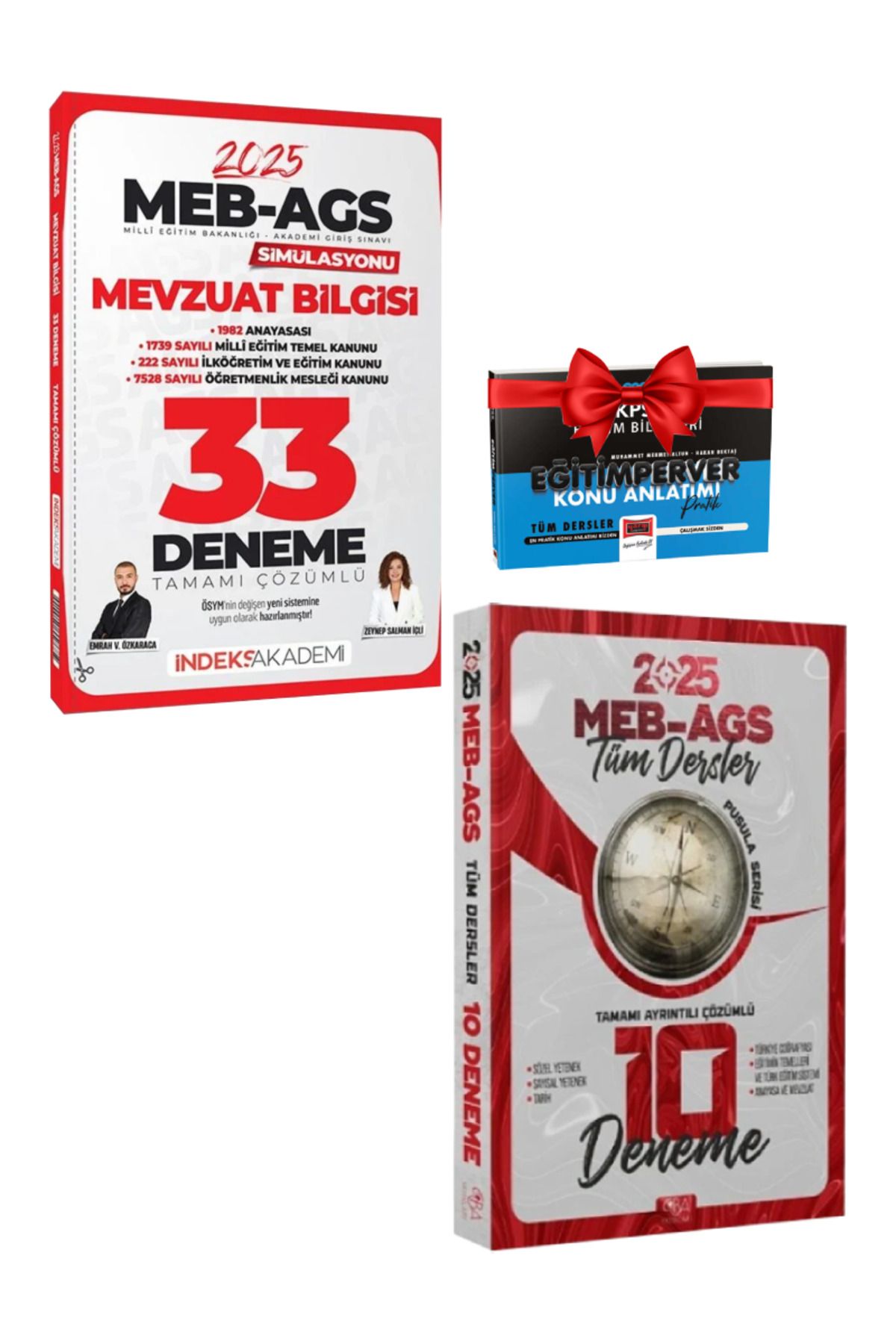 İndeks Akademi 2025 MEB AGS Mevzuat Bilgisi 33 Deneme Emrah Vahap Özkaraca+ CBA 2025 MEB AGS Tüm Dersler 10 Deneme
