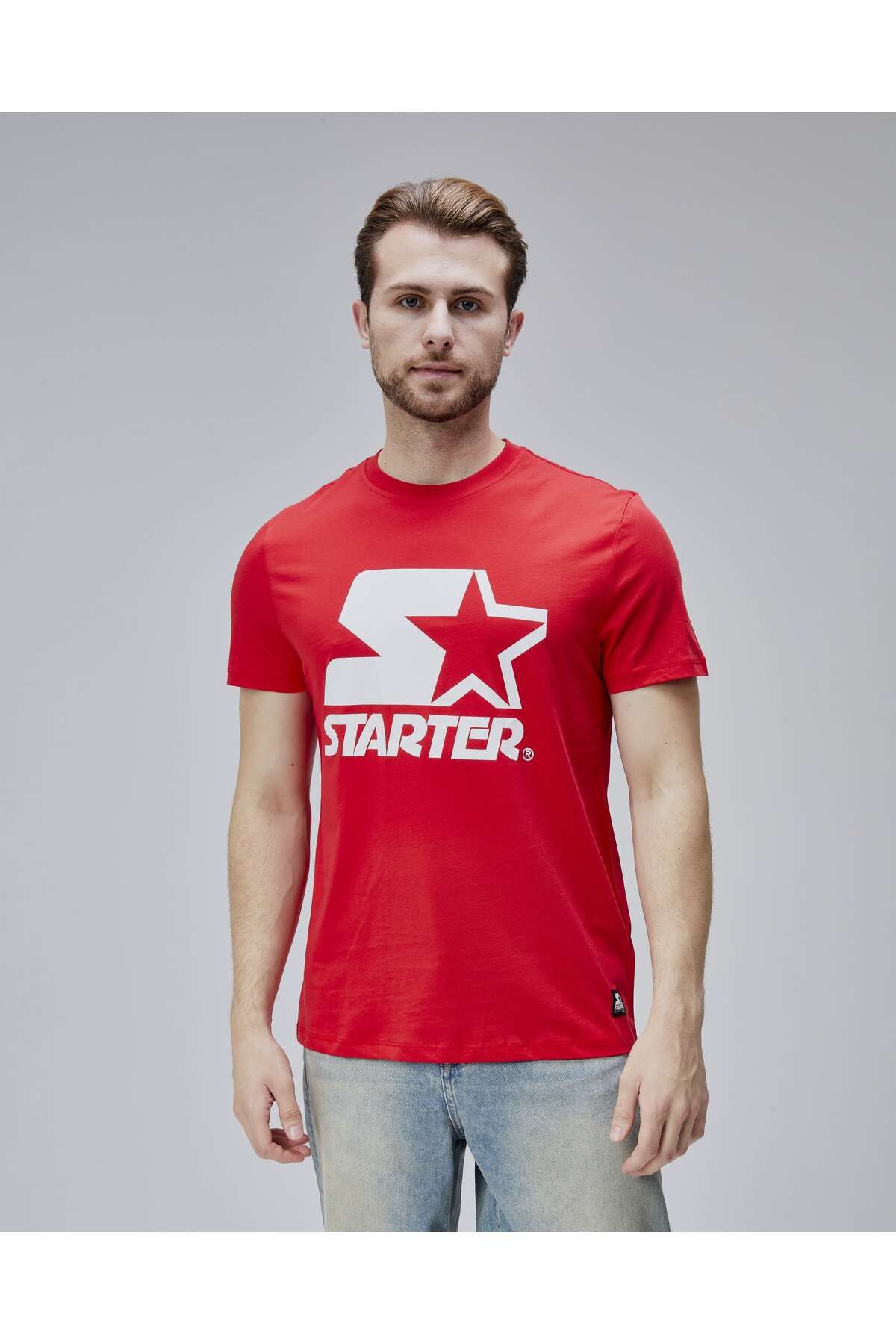 Starter HUDSON Kırmızı Bisiklet Yaka Baskılı Standard Fit Erkek Tshirt