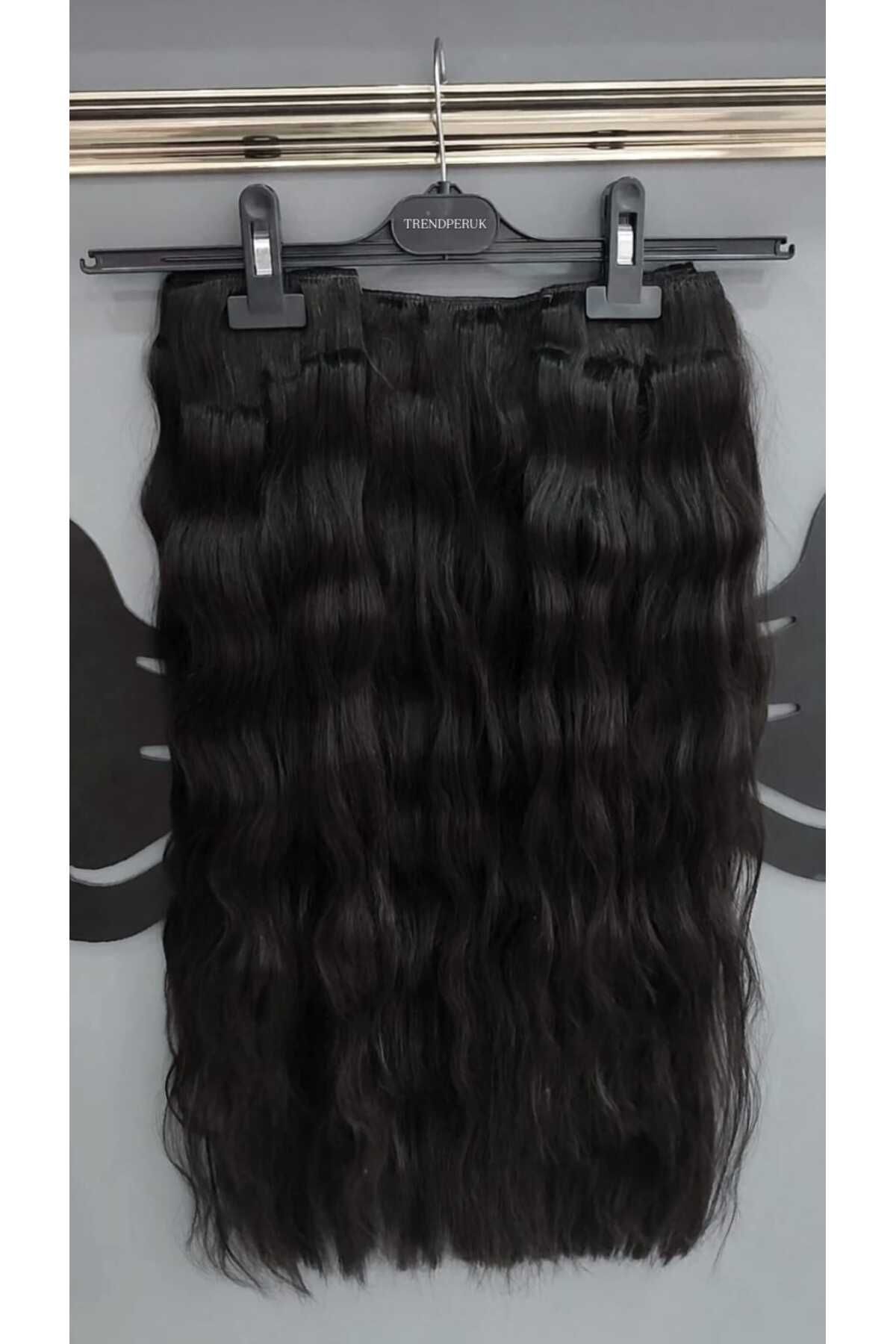 Nurdan Trend Peruk Yarımay + 2 Yan 65-70 cm Gerçek Saç Çıtçıt 200 gr Naturel Renk