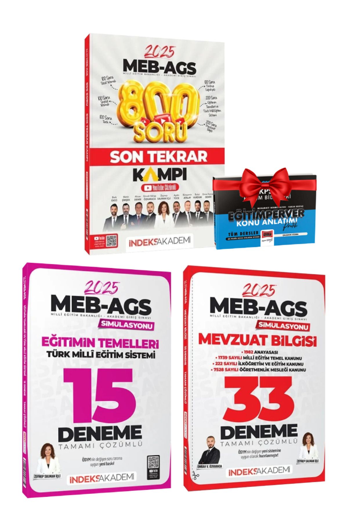 İndeks Akademi 2025 MEB AGS 800 Soru Kamp Kitabı+ Eğitimin Temelleri 15+ Mevzuat Bilgisi 33 Deneme+ Hediye