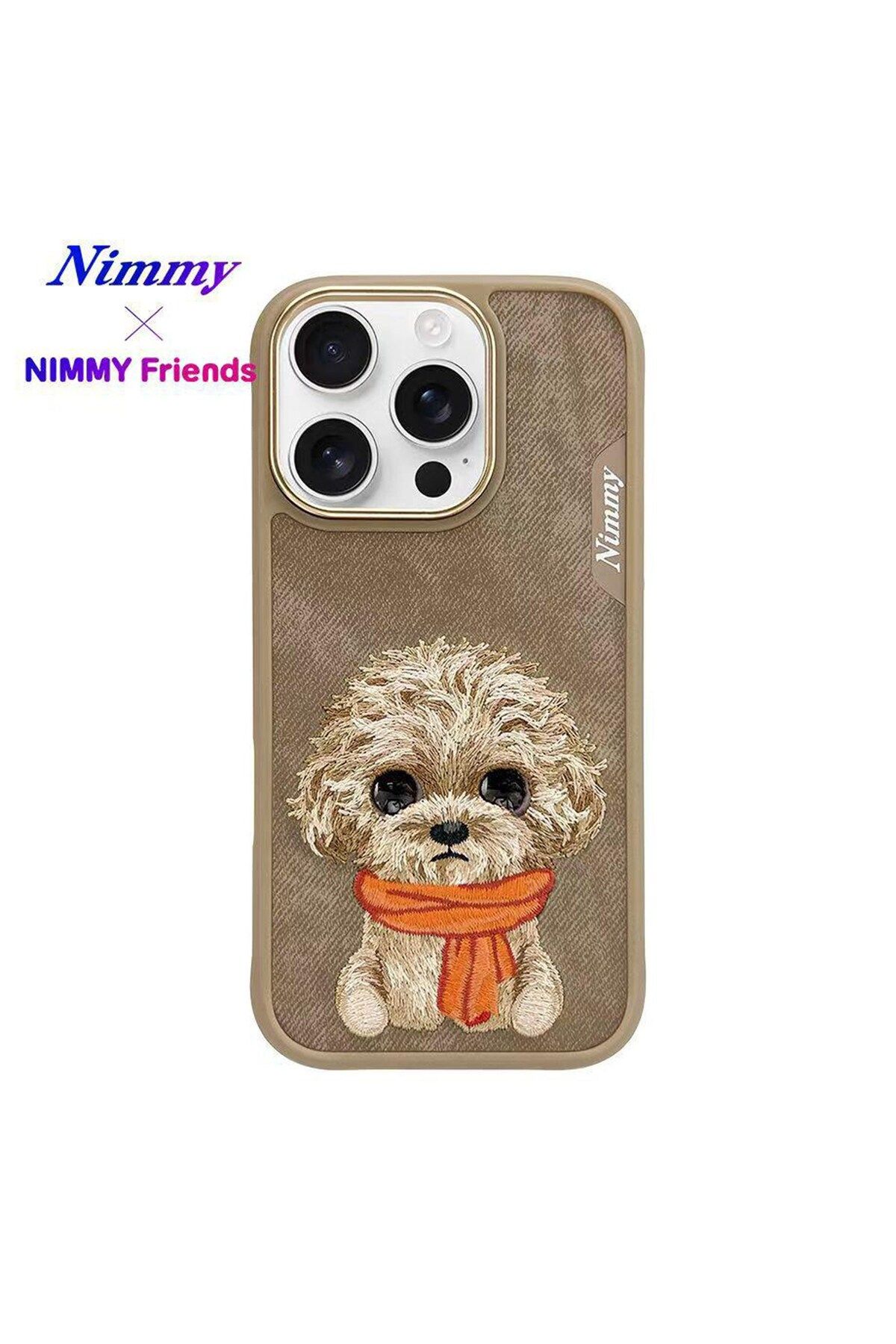 Nimmy iPhone 16 Pro Max Uyumlu 3D Göz Köpek Detaylı Gerçek Nakış İşlemeli Kabartmalı New Big Eyes Kılıf