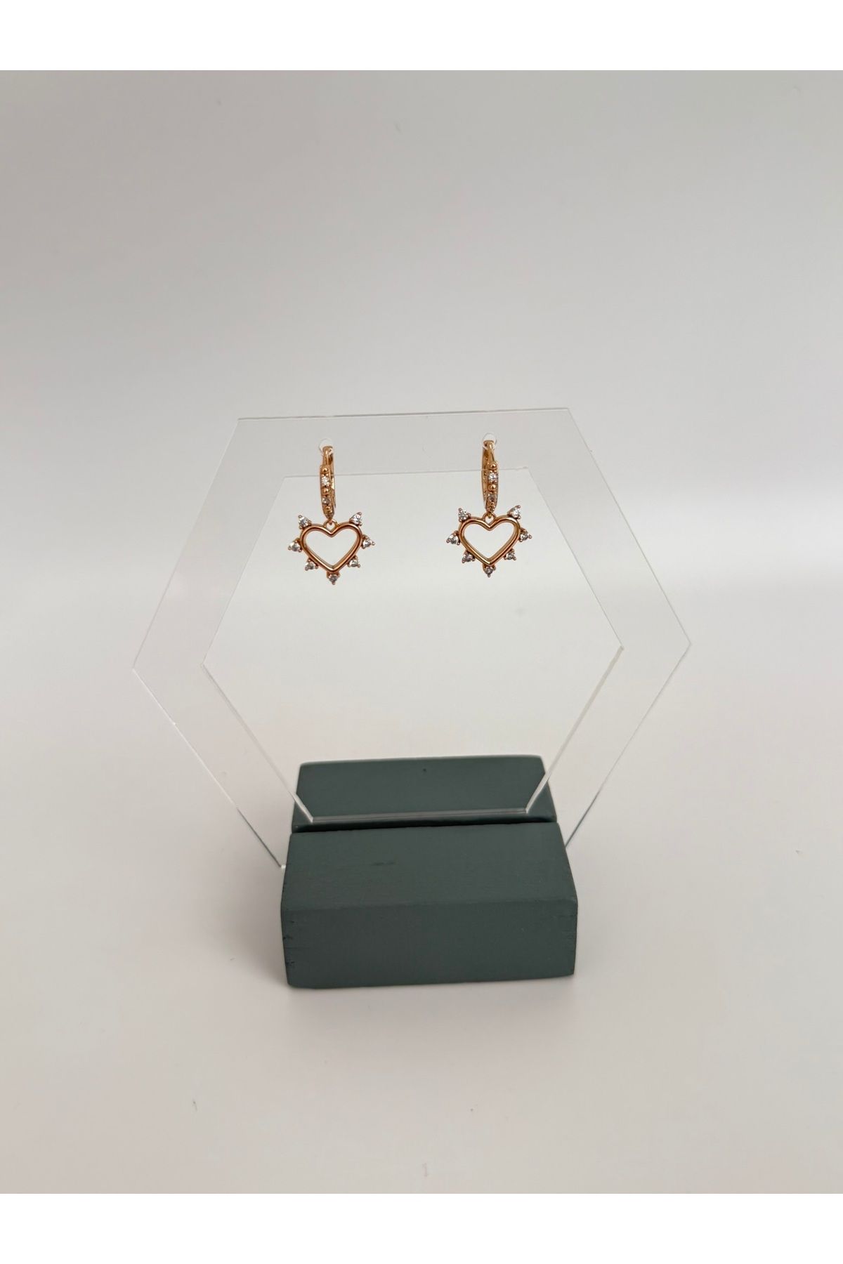 Laquila Jewellery Kalp Küpe Zirkon Taş Çelik