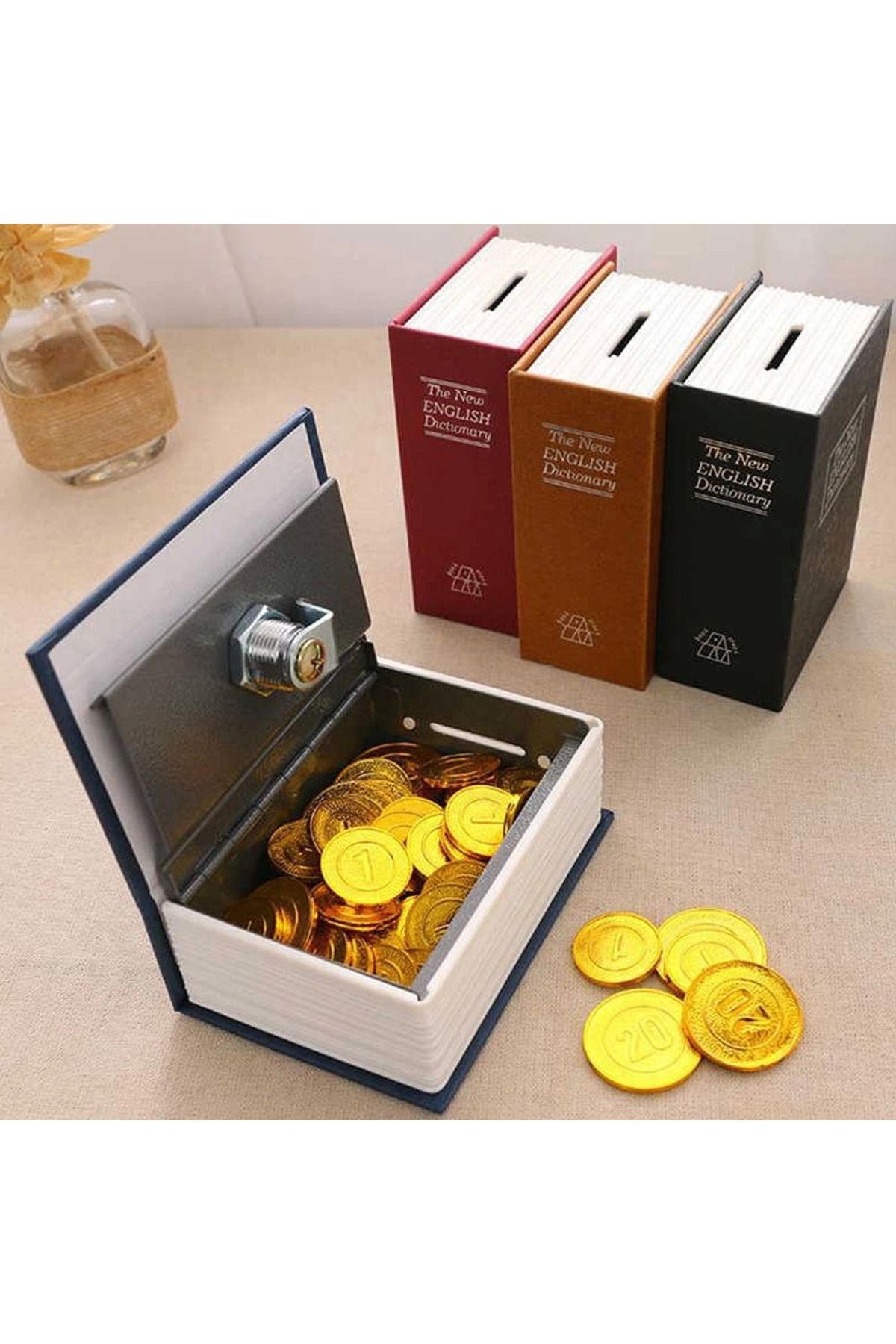 Generic Kitap Şeklinde Mini Boy Kilitli Kasa Kumbara
