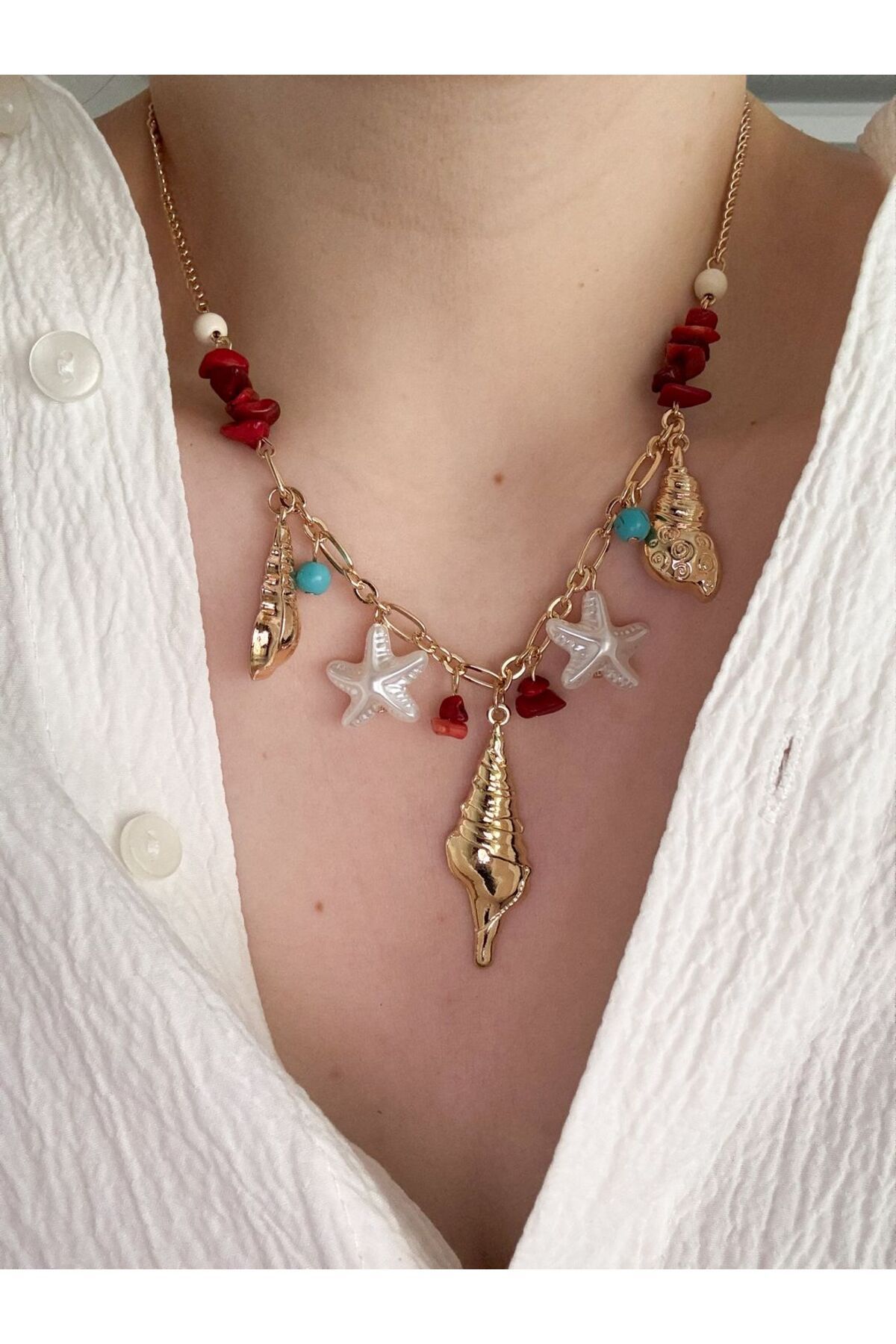 CHARMLUCKY DENİZ CHARM MERCAN KOLYE