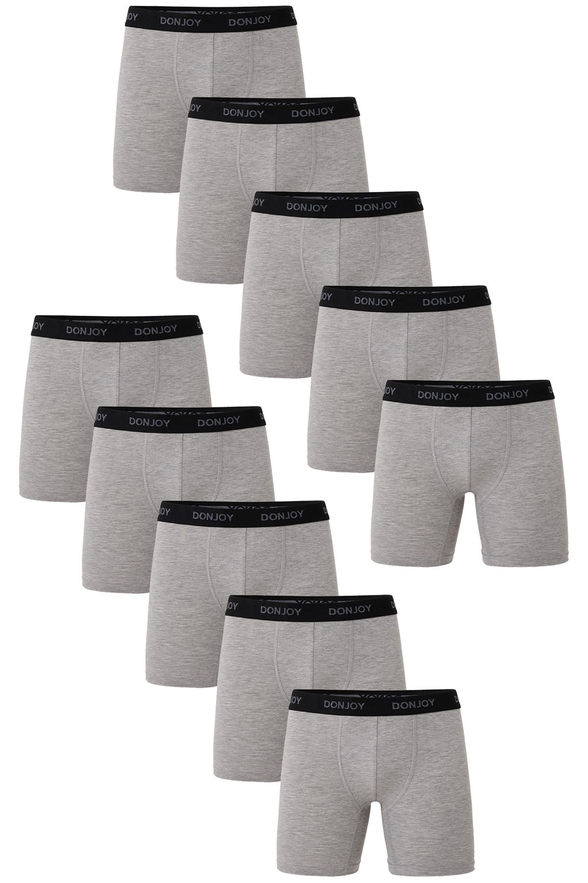 don joy Erkek 10'lu Penye Pamuklu Beli Lastikli Gri Boxer