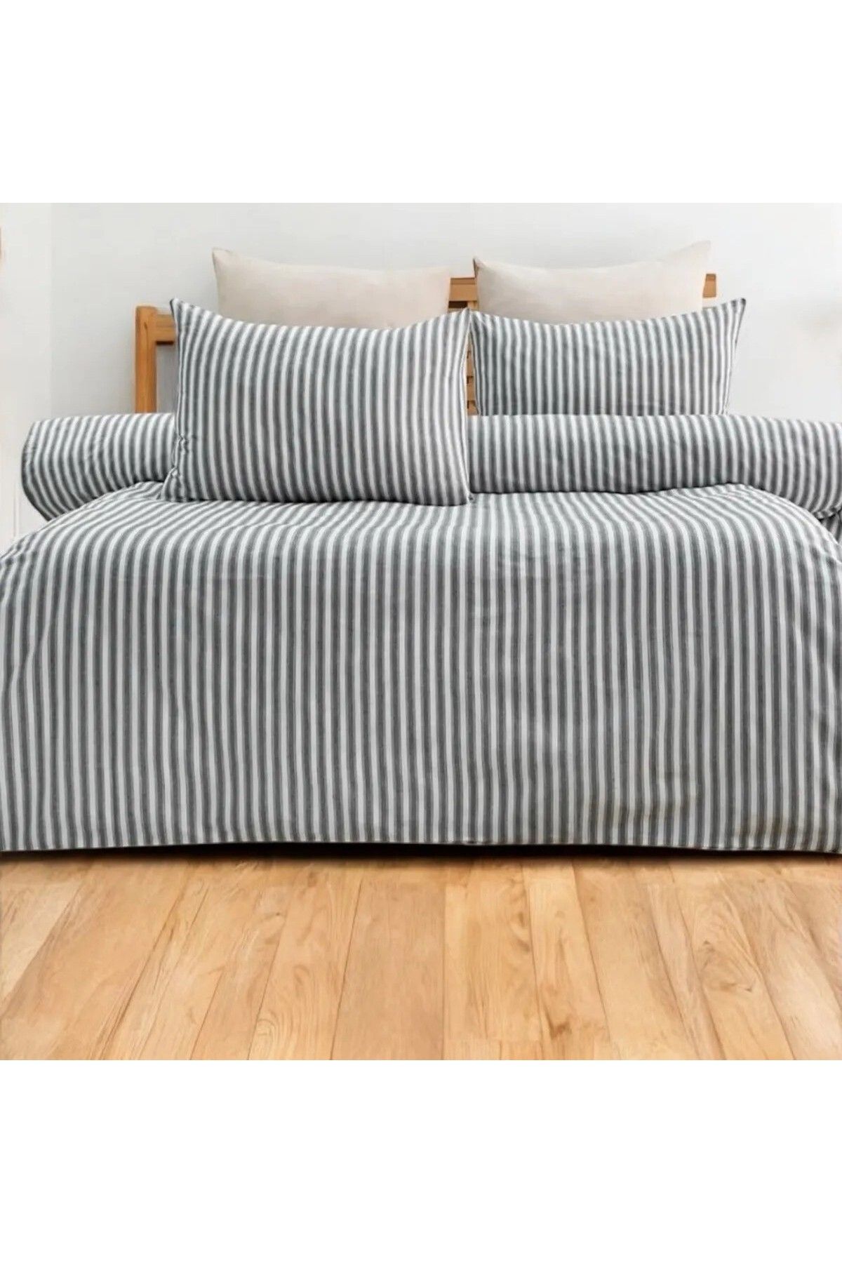 SERENART HOME Çift Kişilik Nevresim Takımı | Lastikli Çarşaflı | Line Series | Sade ve Şık Tasarım