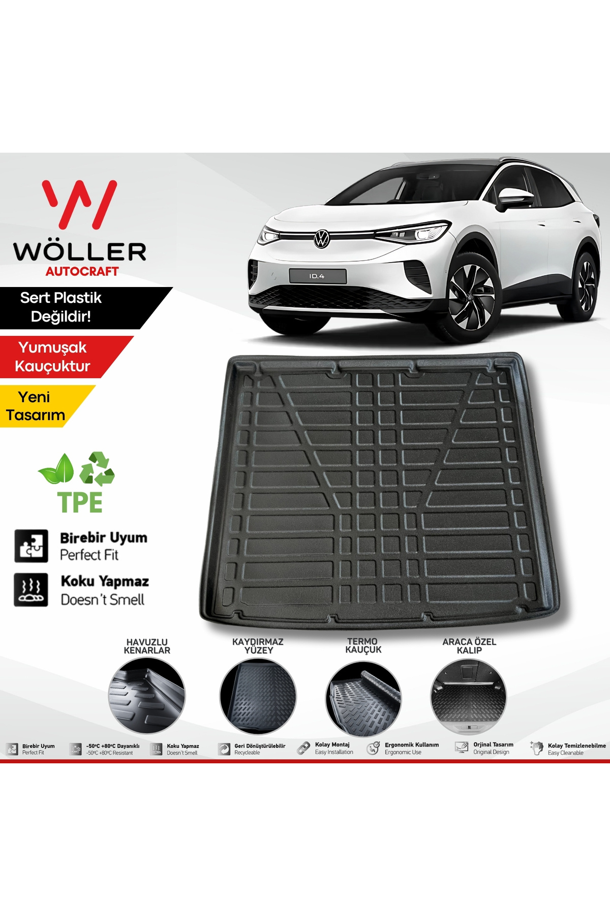 wöller Volkswagen ID4 Bagaj Havuzu 2021 2025 Arası Uyumlu 3D Wöller Ultraflex Esnek