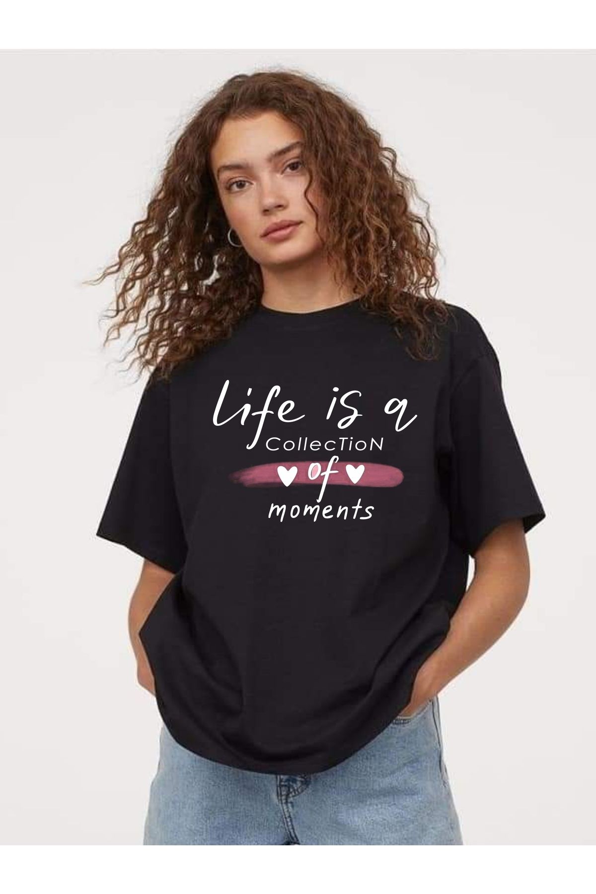 estilowear Kadın Oversize Baskılı Pamuklu T-shirt Model 1031