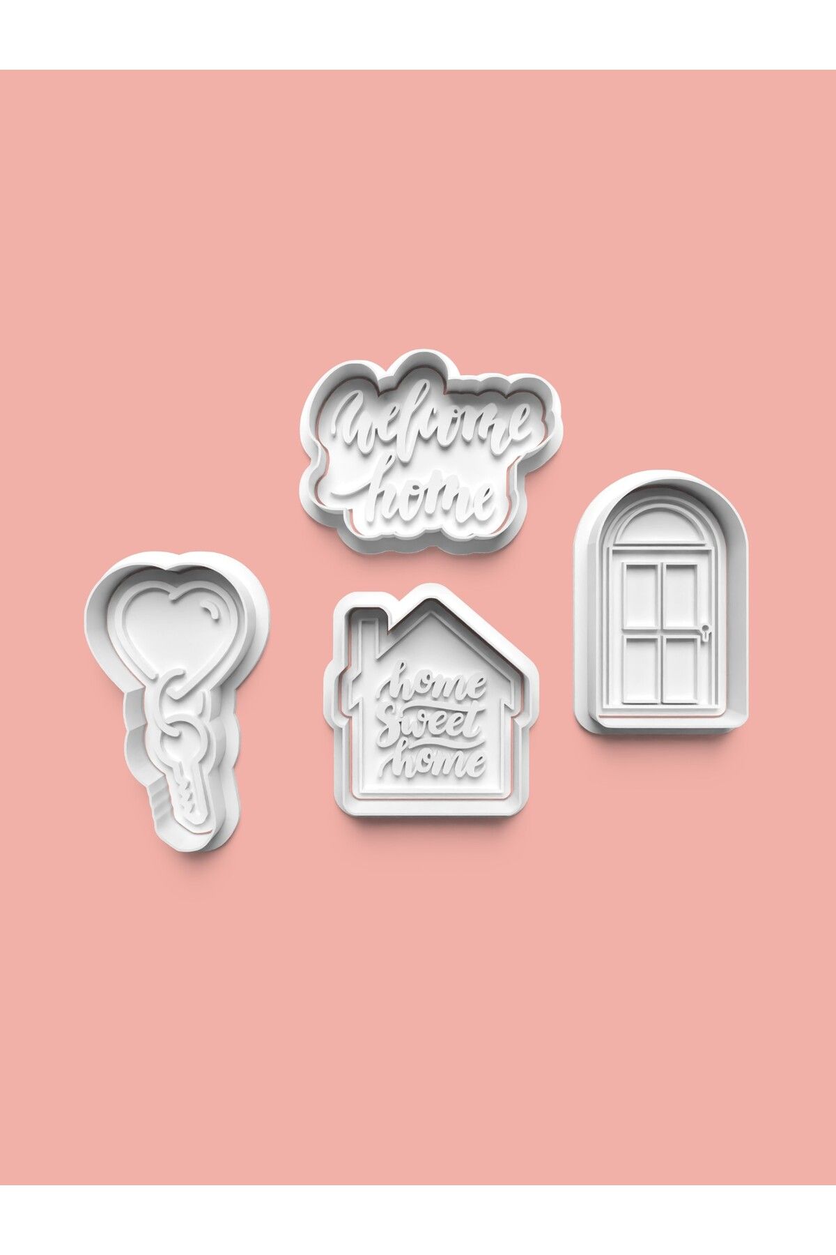 AKTASTORE Home Sweet Home Kurabiye Kalıbı Ve Şeker Hamuru Kalıbı 4'lü set