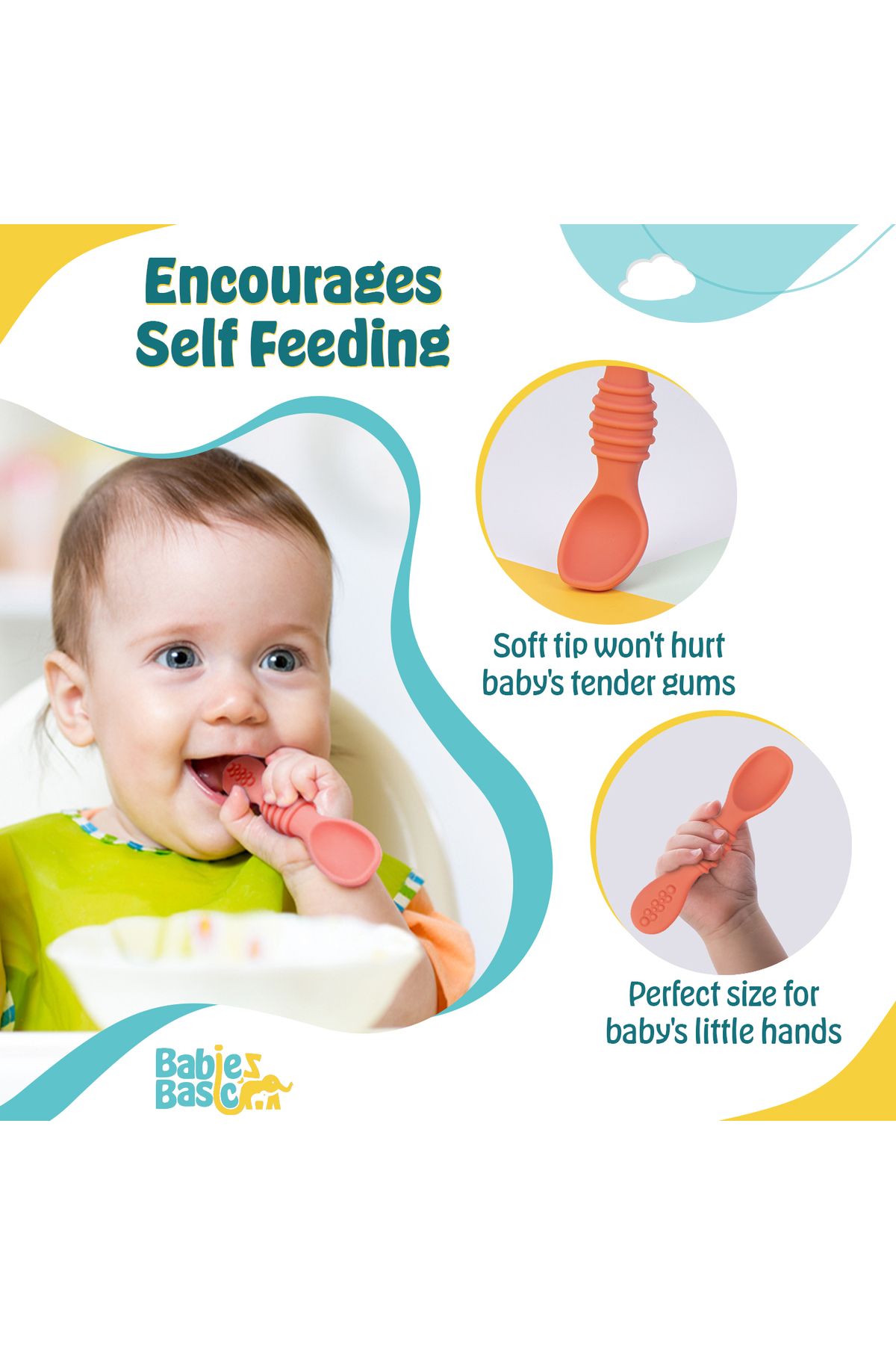 Babies Basic-BabiesBasic Soft Tip BPA Free Silicone First Stage Training Spoons - Pink 2