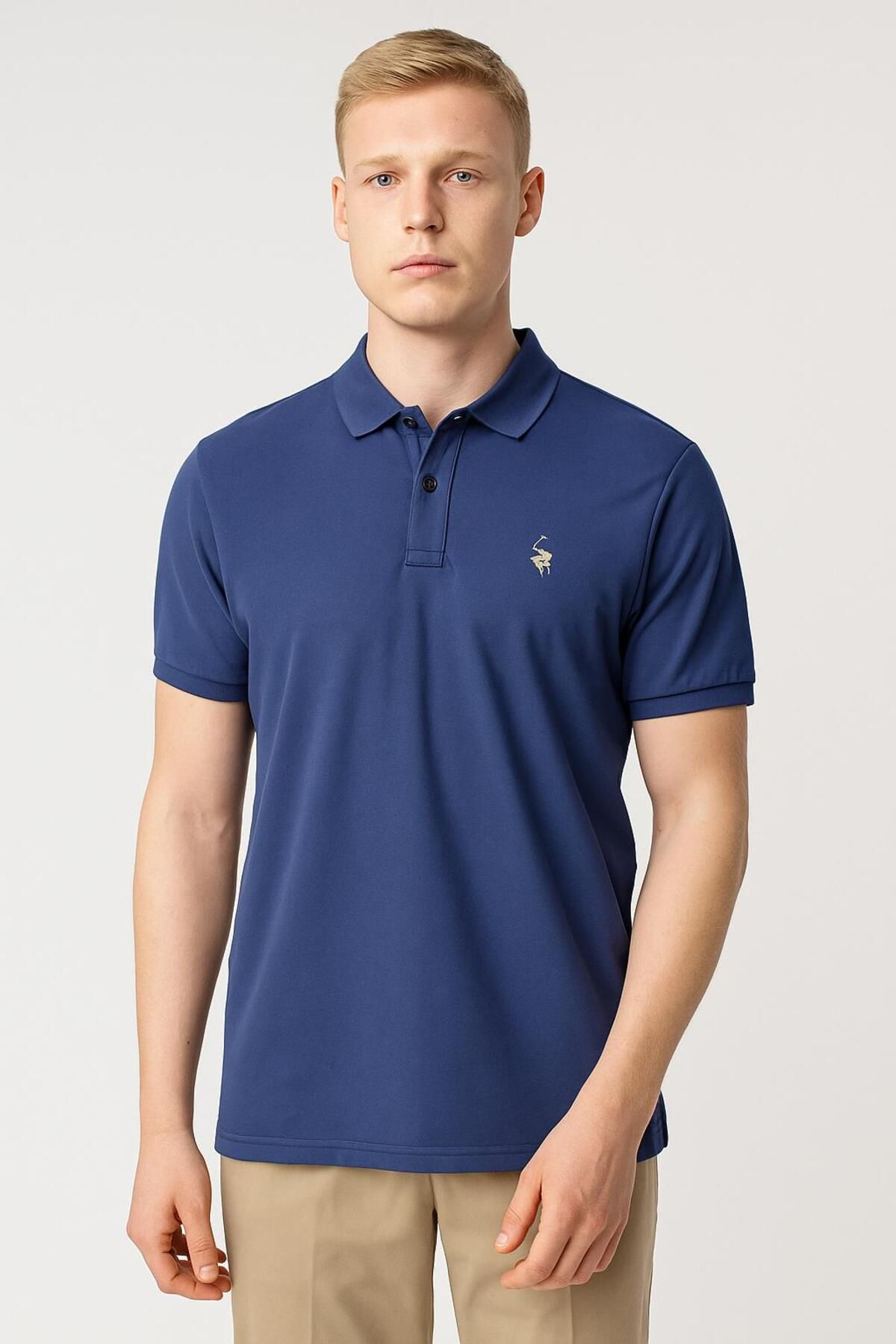 Polo Republica & CO Erkek Repuplıca Polo Yaka İndigo T-Shirt C2T0N9O2