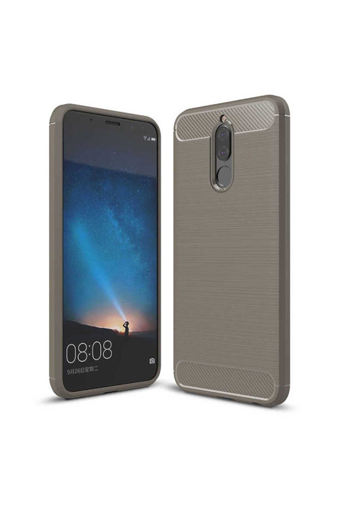 Ehr. Huawei Mate 10 Lite ile Uyumlu Kamera Korumalı Darbe Önleyici Carbon Brushed Silikon Kılıf
