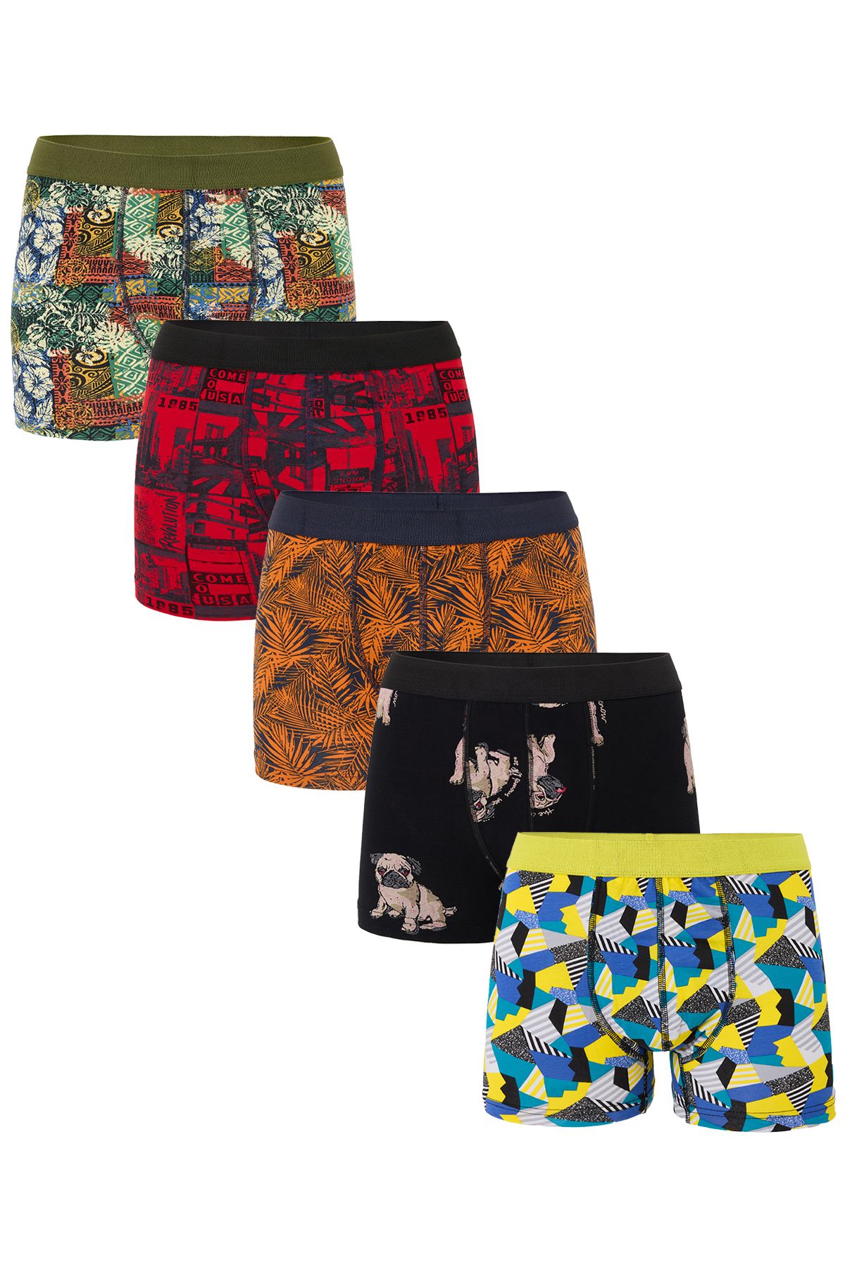 don joy Erkek 5'lİ Penye Beli Lastikli Pamuklu Boxer