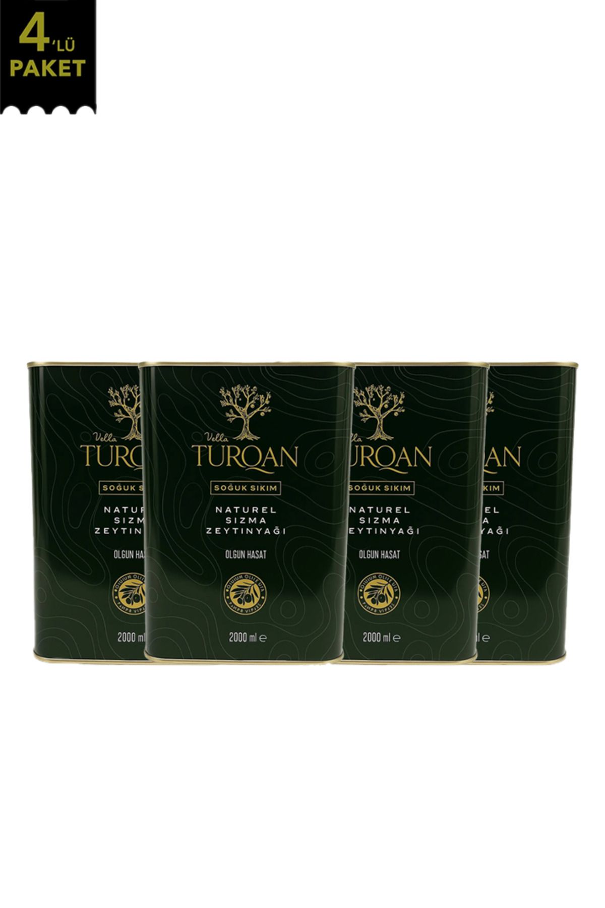 Villa TURQAN 8 Lt Olgun Hasat Soğuk Sıkım Memecik Natürel Sızma Zeytinyağı | Tek Bahçe (2 Litre x 4 Adet)