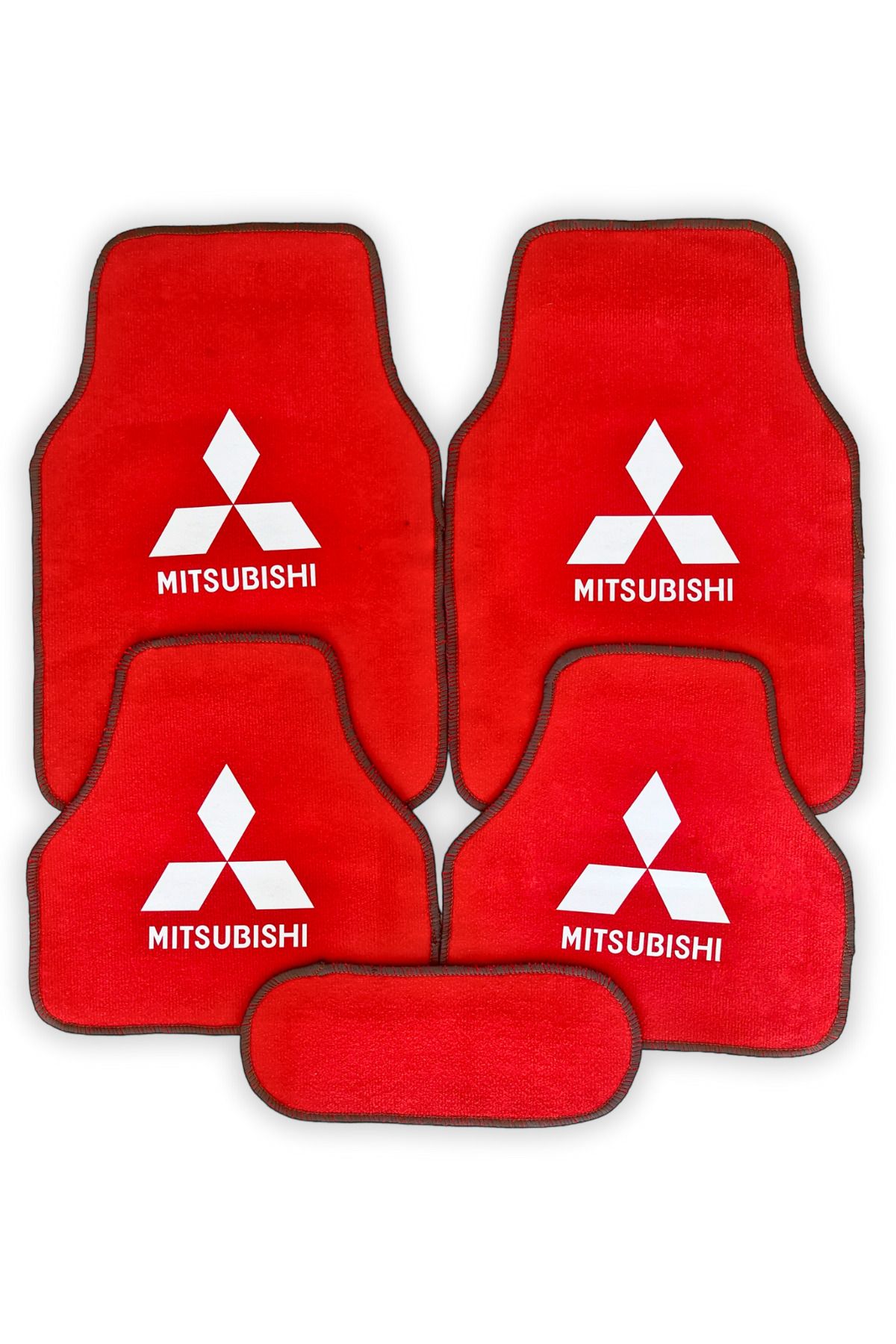 TUSBA MARKET Mitsubishi uyumlu 5 Parça Çift Katlı Kırmızı Oto Halı Paspas | Mitsubishi Araba Araç Oto Halı Paspas