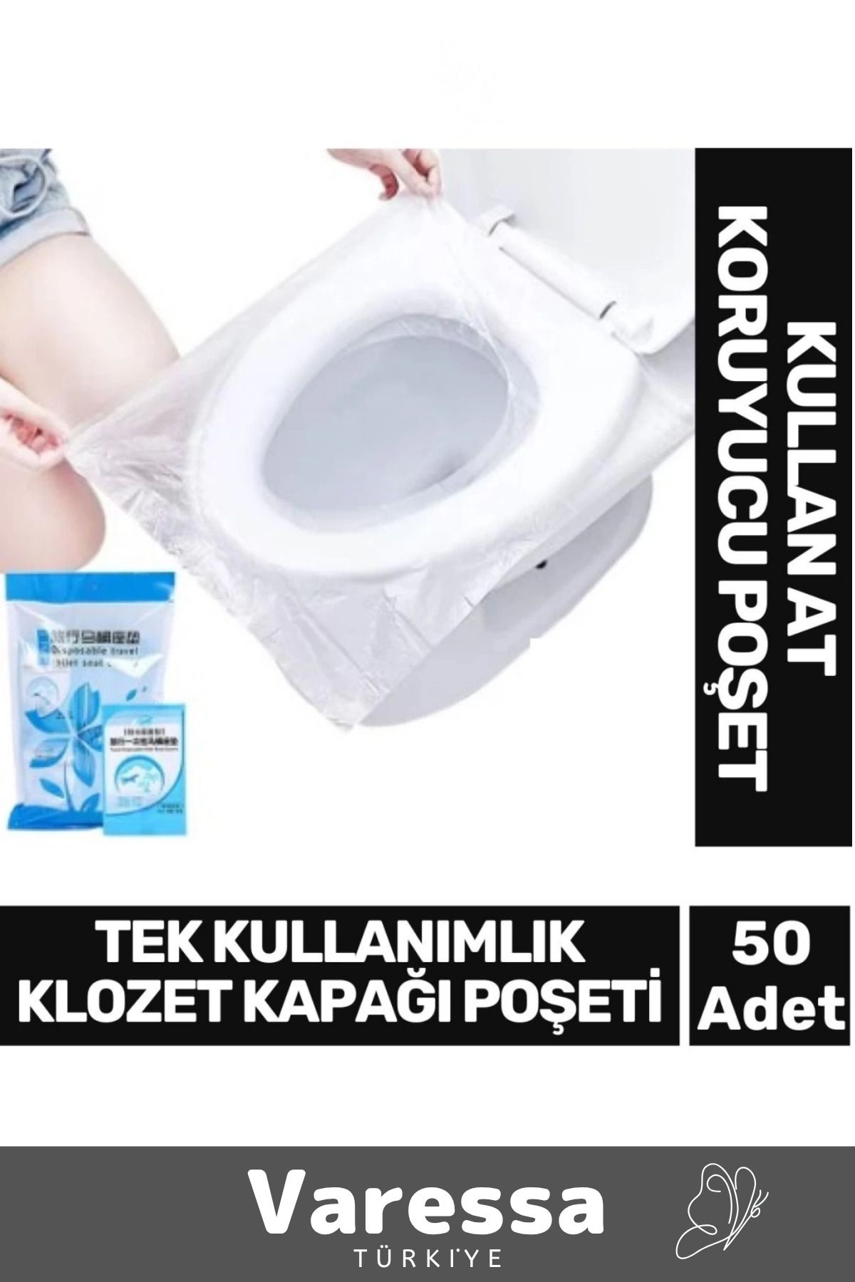 VARESSA Seyahat Restaurant Avm Halka Açık Tuvalet Wc Hijyen Tek Kullanımlı Klozet Kapağı Poşeti 50 Adet