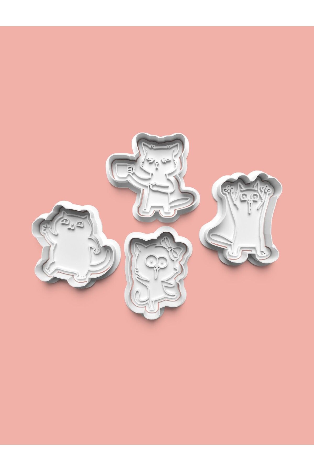 AKTASTORE Eğlenceli Kedi Kurabiye Kalıbı Ve Şeker Hamuru Kalıbı 4'lü set