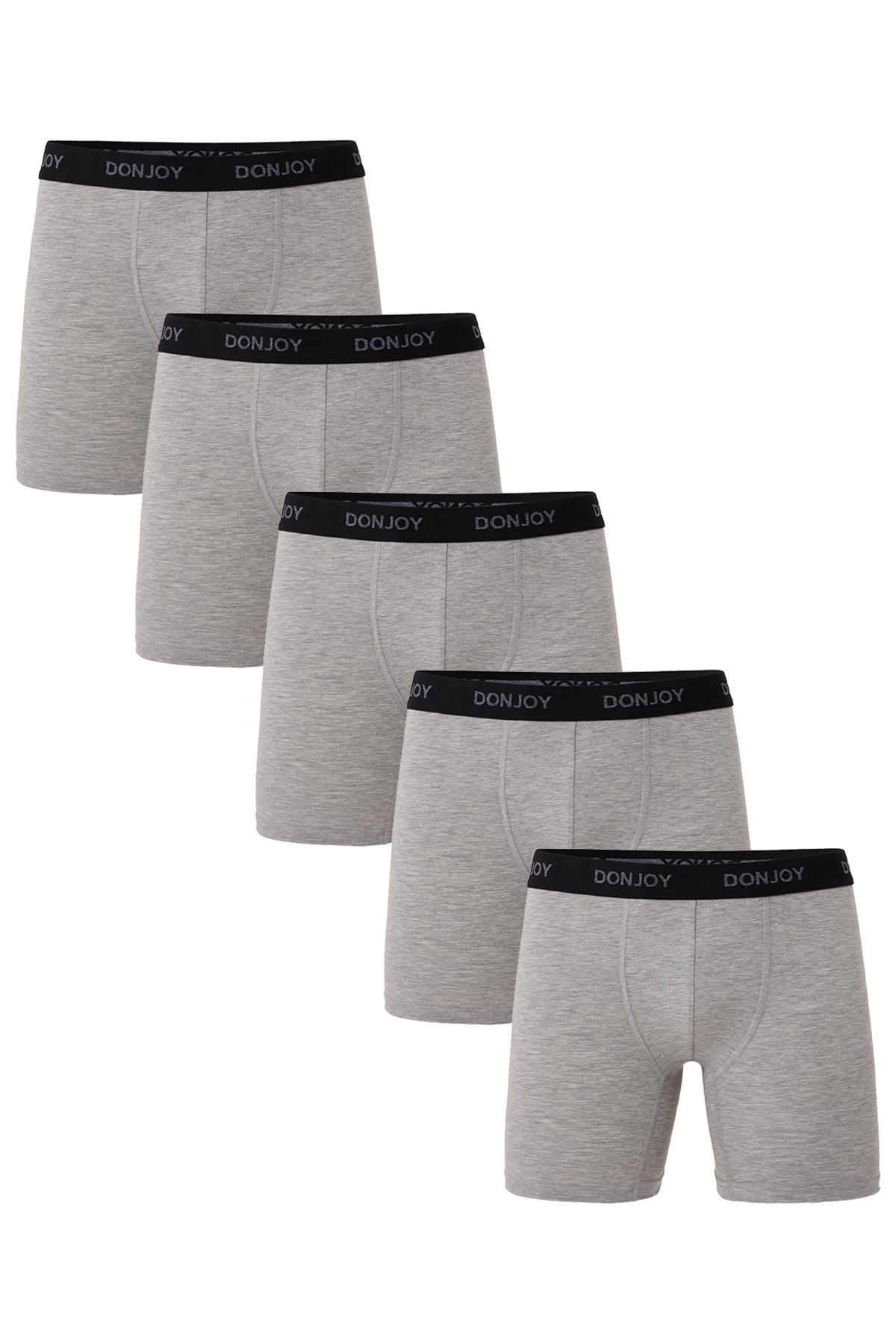 don joy Erkek 5'li Penye Pamuklu Beli Lastikli Gri Boxer