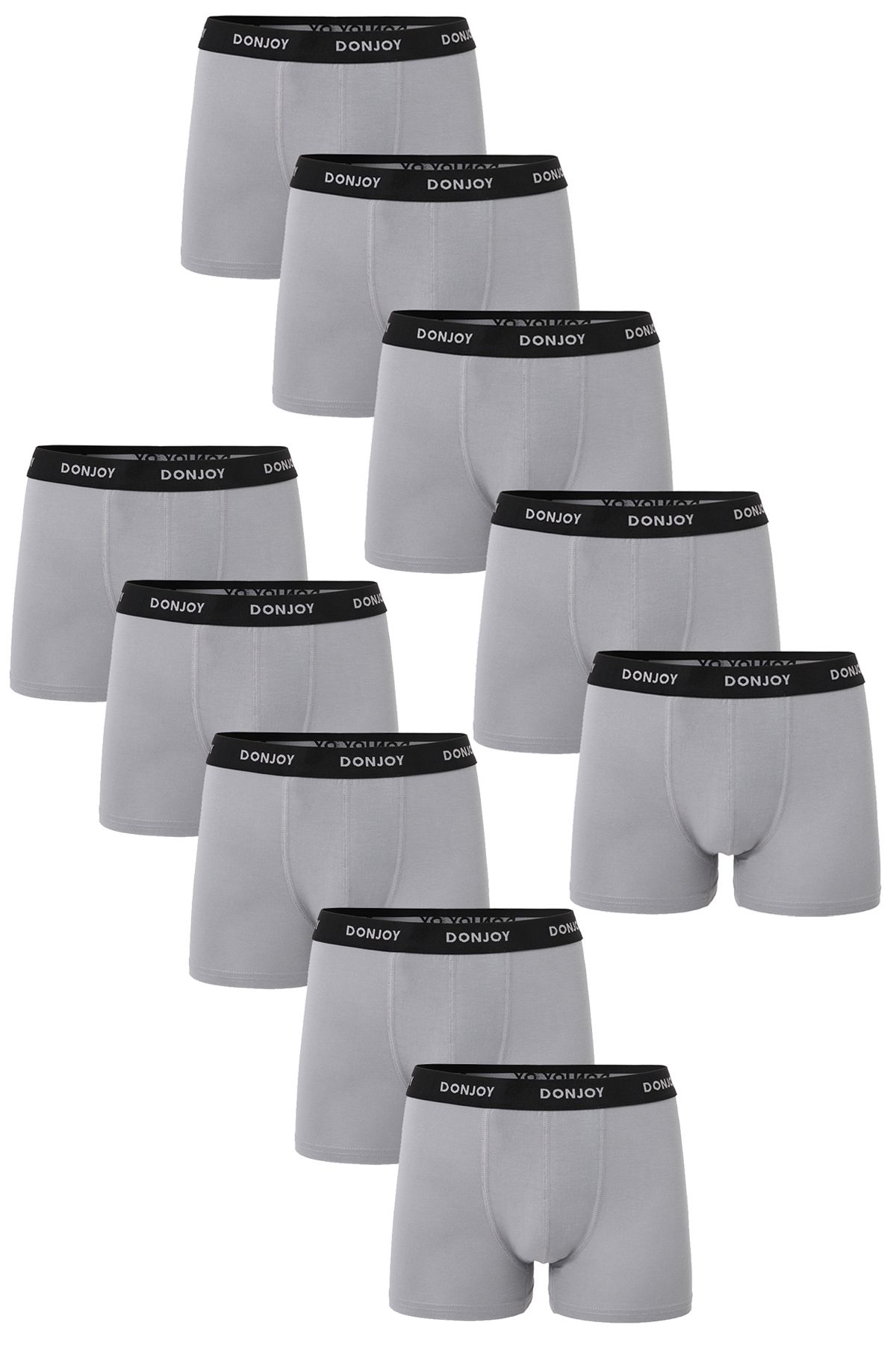 don joy Erkek 10'lu Bambu Beli Lastikli Gri Boxer