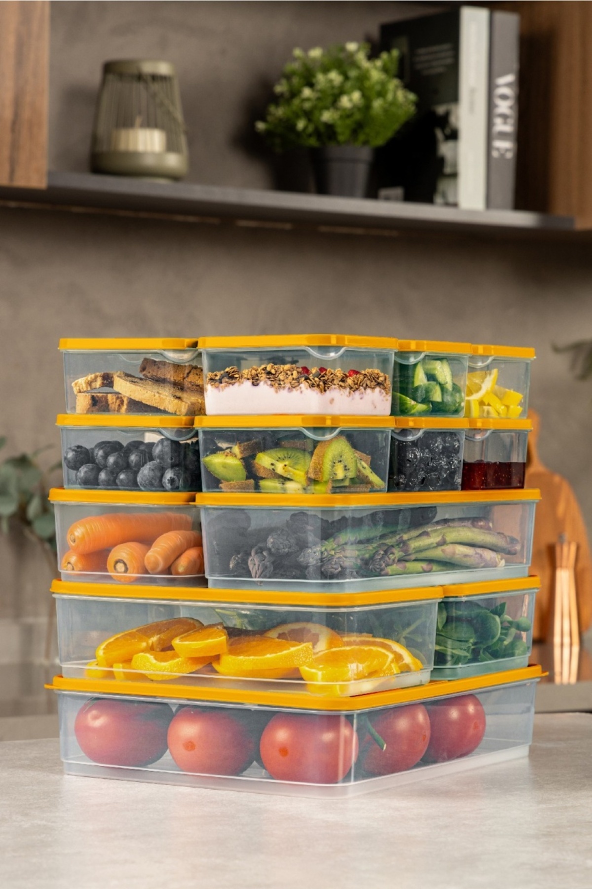UnicUtil-Set of 15 plastic casseroles, UnicUtil, Premium Spacious, Orange 3