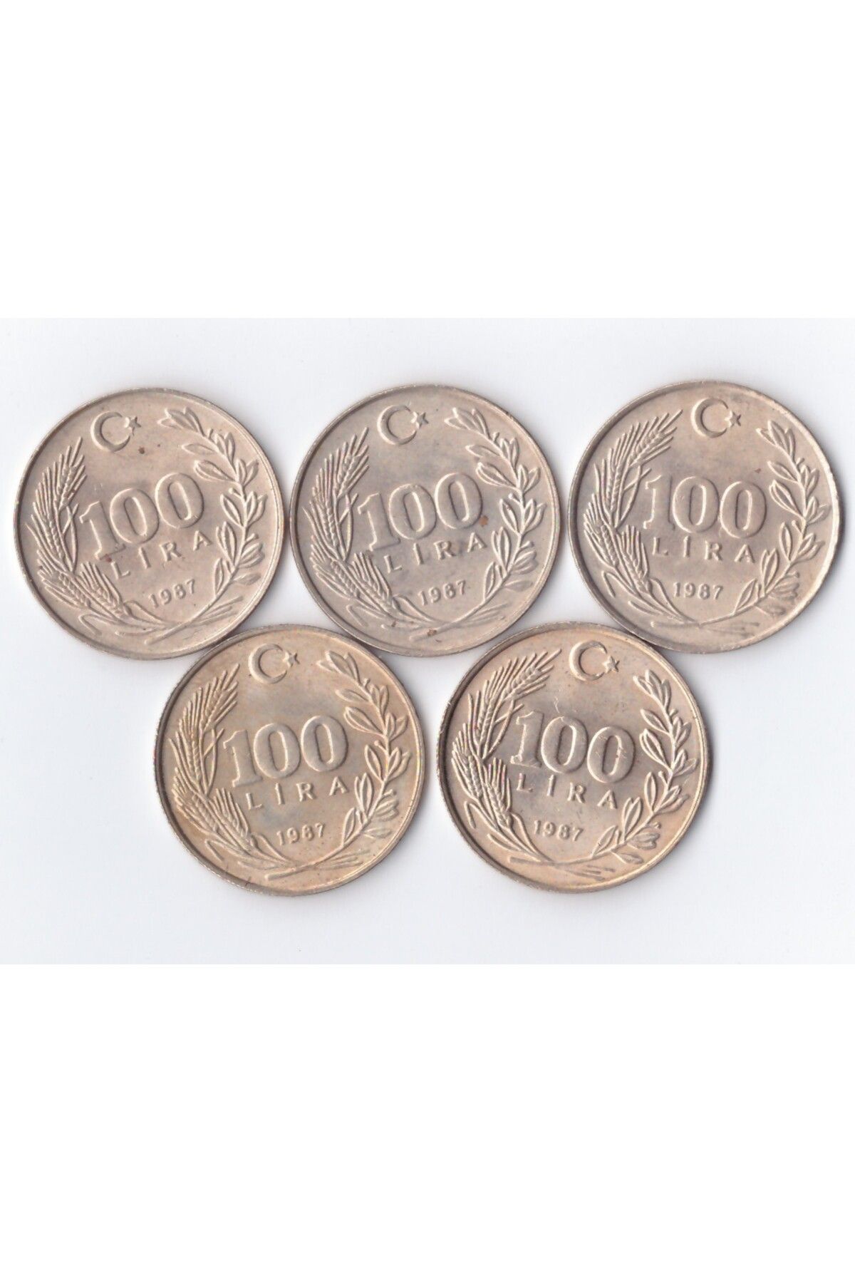 DÜZGÜN TİCARET TC 1987 Yılı 100 Lira Eski Madeni Para Çil Koleksiyon 5 ADET