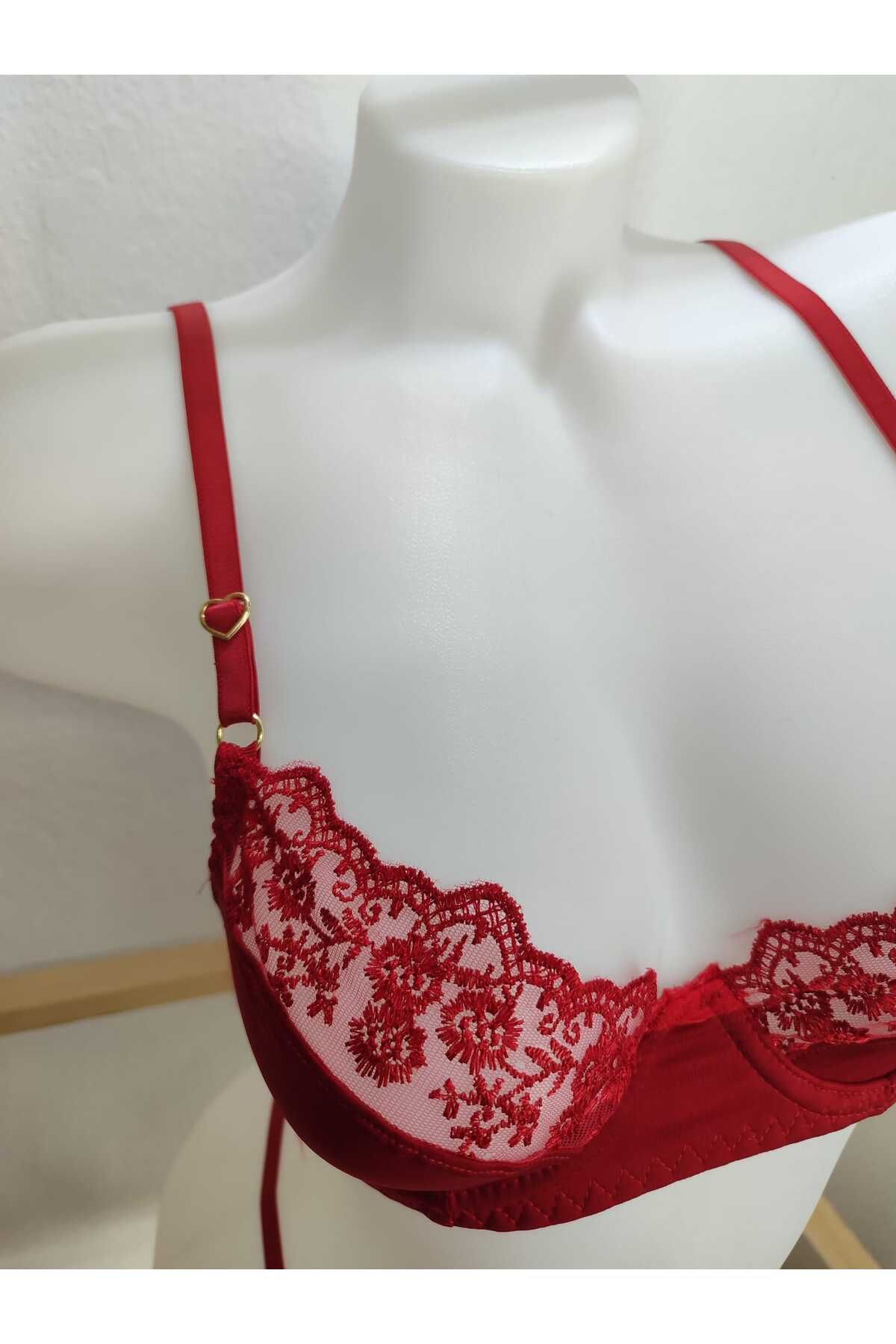 anjelithomewear 4415 - Kalp Detay Sütyen Takımı