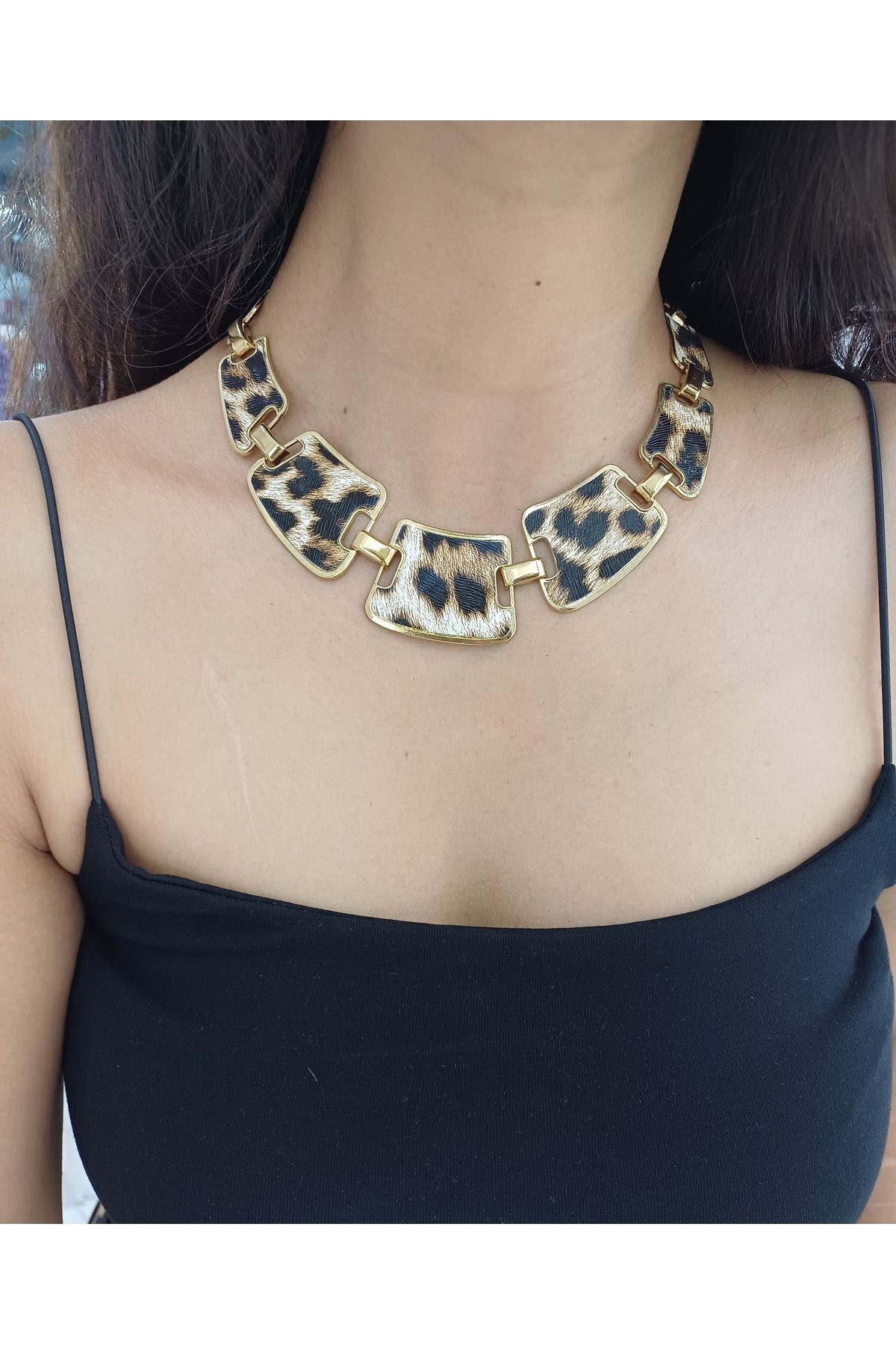 PARLA BİJUTERİ Leopar Özel Tasarım Gold Kolye