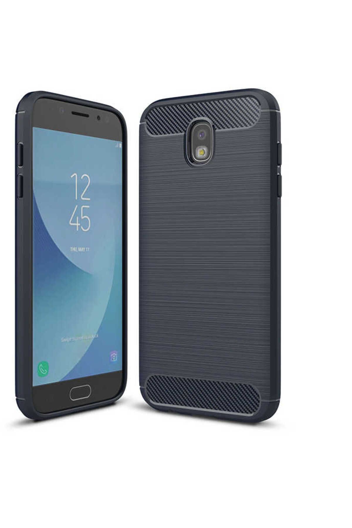 Ehr. Samsung Galaxy J5 Pro ile Uyumlu Kamera Korumalı Darbe Önleyici Carbon Brushed Silikon Kılıf