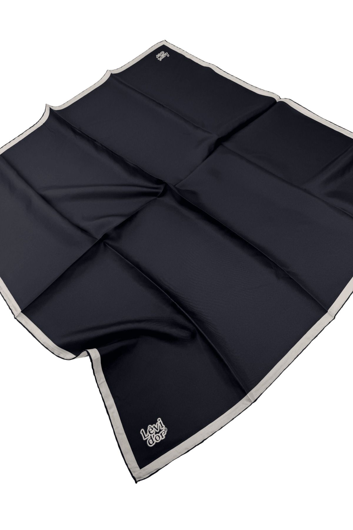 Levidor Twill İpek Eşarp LD4000-03 Düz Renk SİYAH-BEYAZ