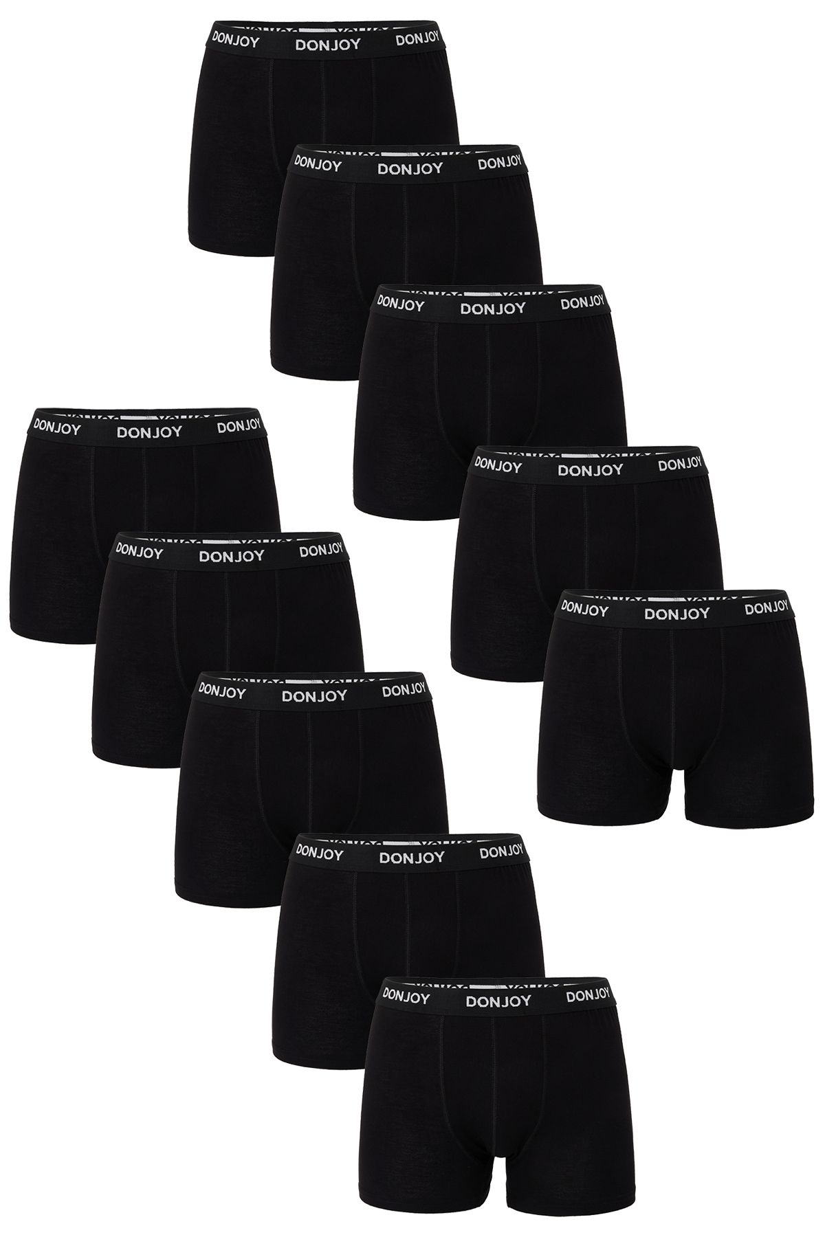 don joy Erkek 10'lu Bambu Beli Lastikli Siyah Boxer