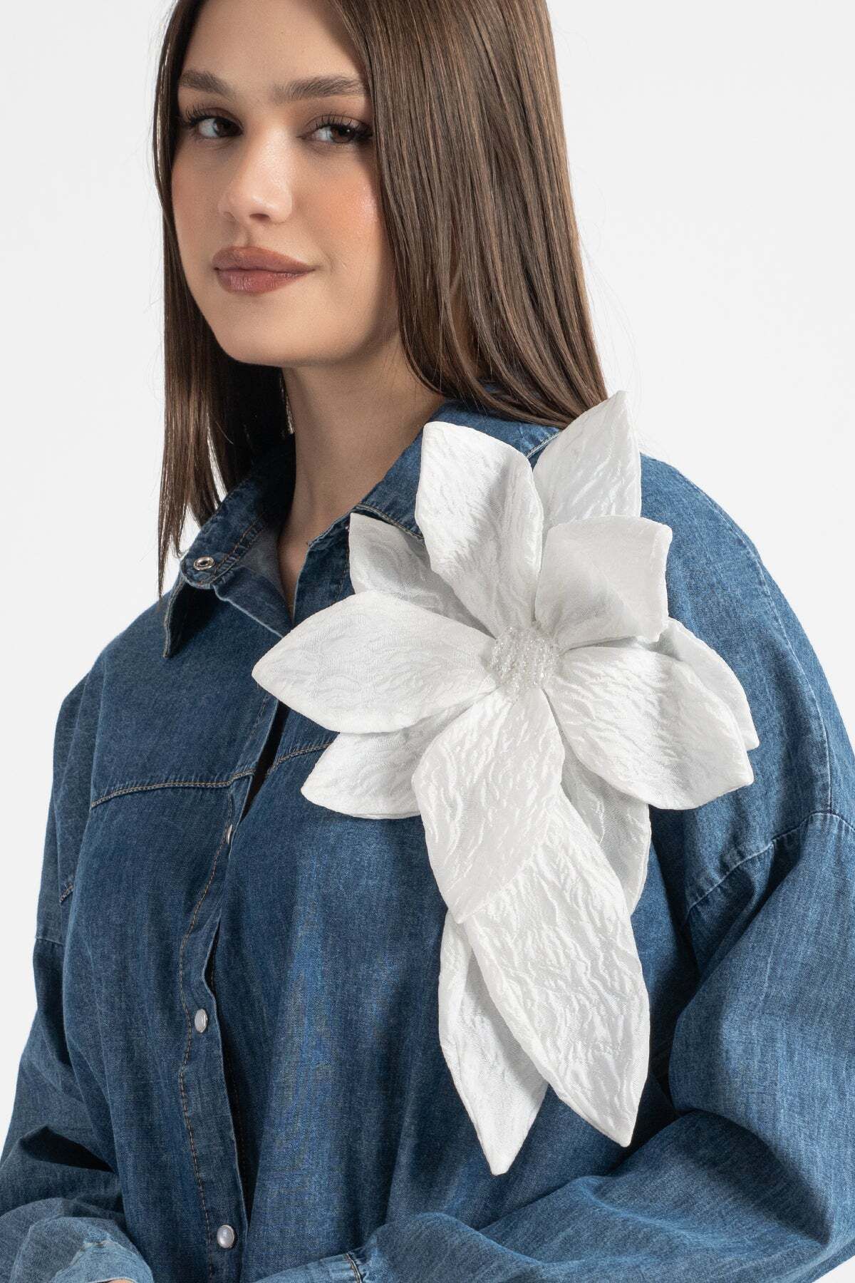Hatun Atila Çiçek Detaylı Kot Takım 7979